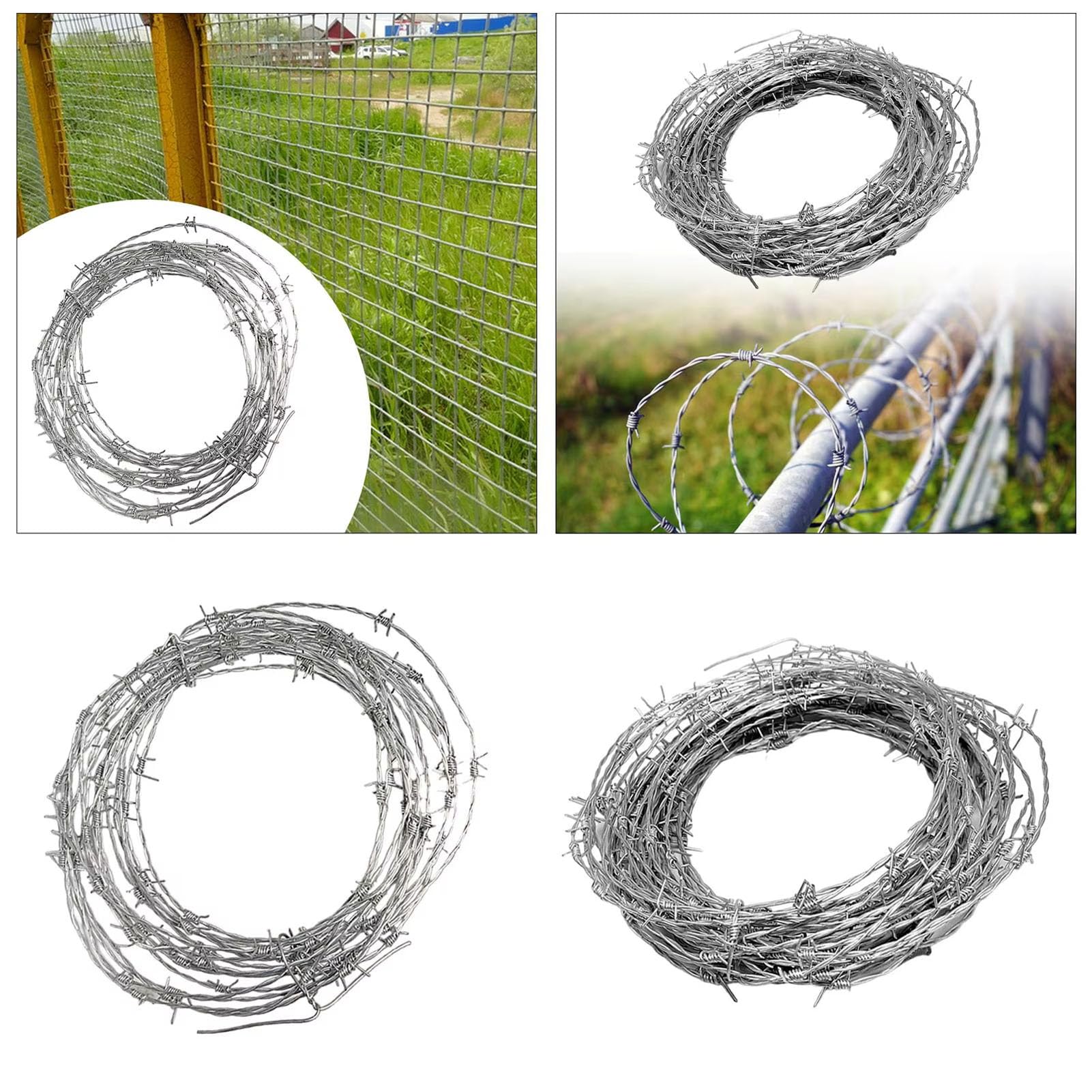 Rollo De Alambre De Púas, Alambre De Espino Anti-Escalada Anti-Robo Alambre Espino Galvanizado Malla De Alambre Valla Aislamiento De Espinas Medidas De Seguridad,2.1mm,100M
