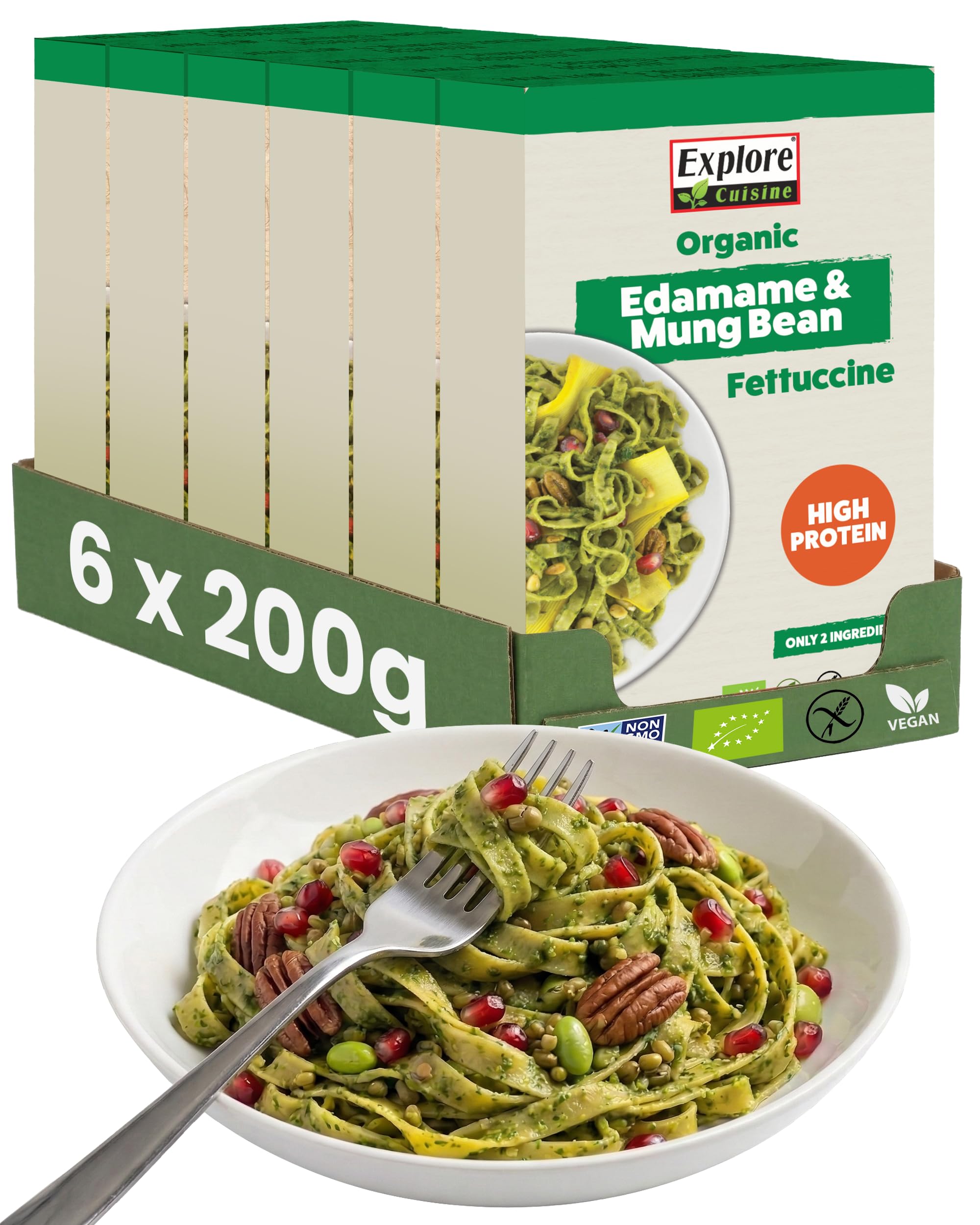 Explore Cuisine Organic Edamame & Mung Bean Fettuccine, 6 x 200g