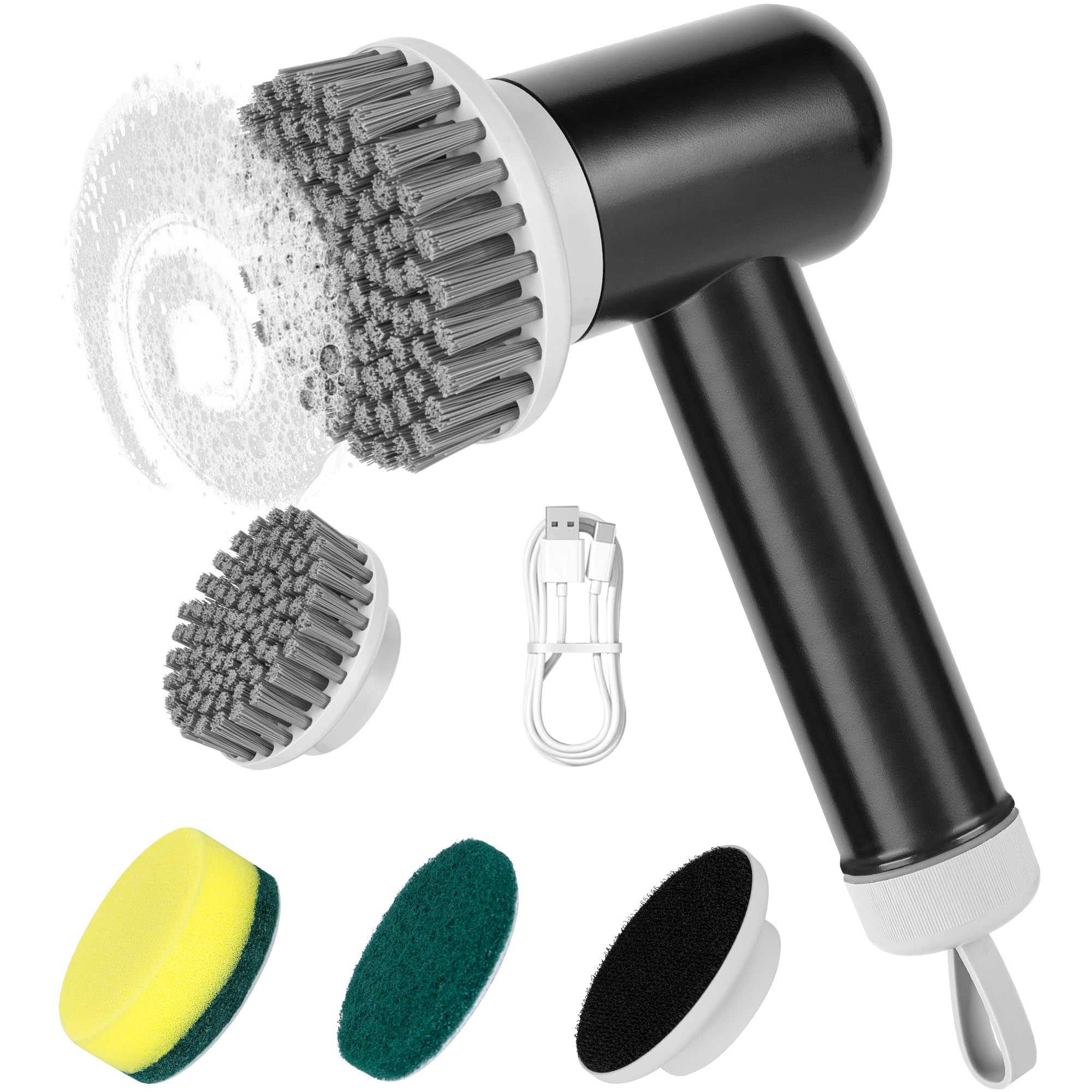 Electric Spin Scrubber Cordless Shower Scrubber with 3 Replaceable Brushes Waterproof Power Scrubber for Cleaning Bathroom Kitchen Floor