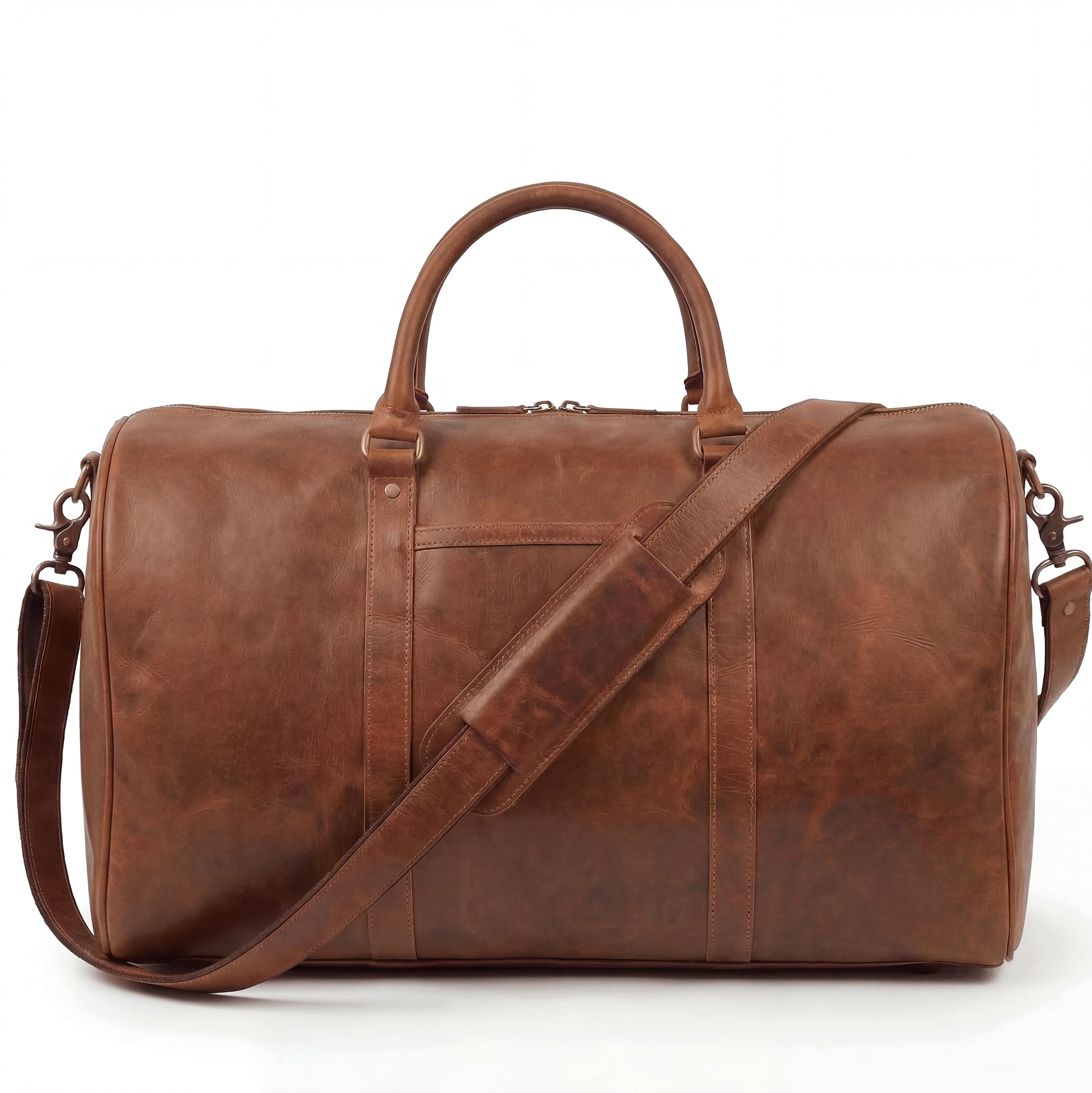 SID & VAIN große Reisetasche echt Leder - Sporttasche Skyler groß - Weekender Handgepäck mit Schultergurt - Ledertasche Herren und Damen braun handgefertigt