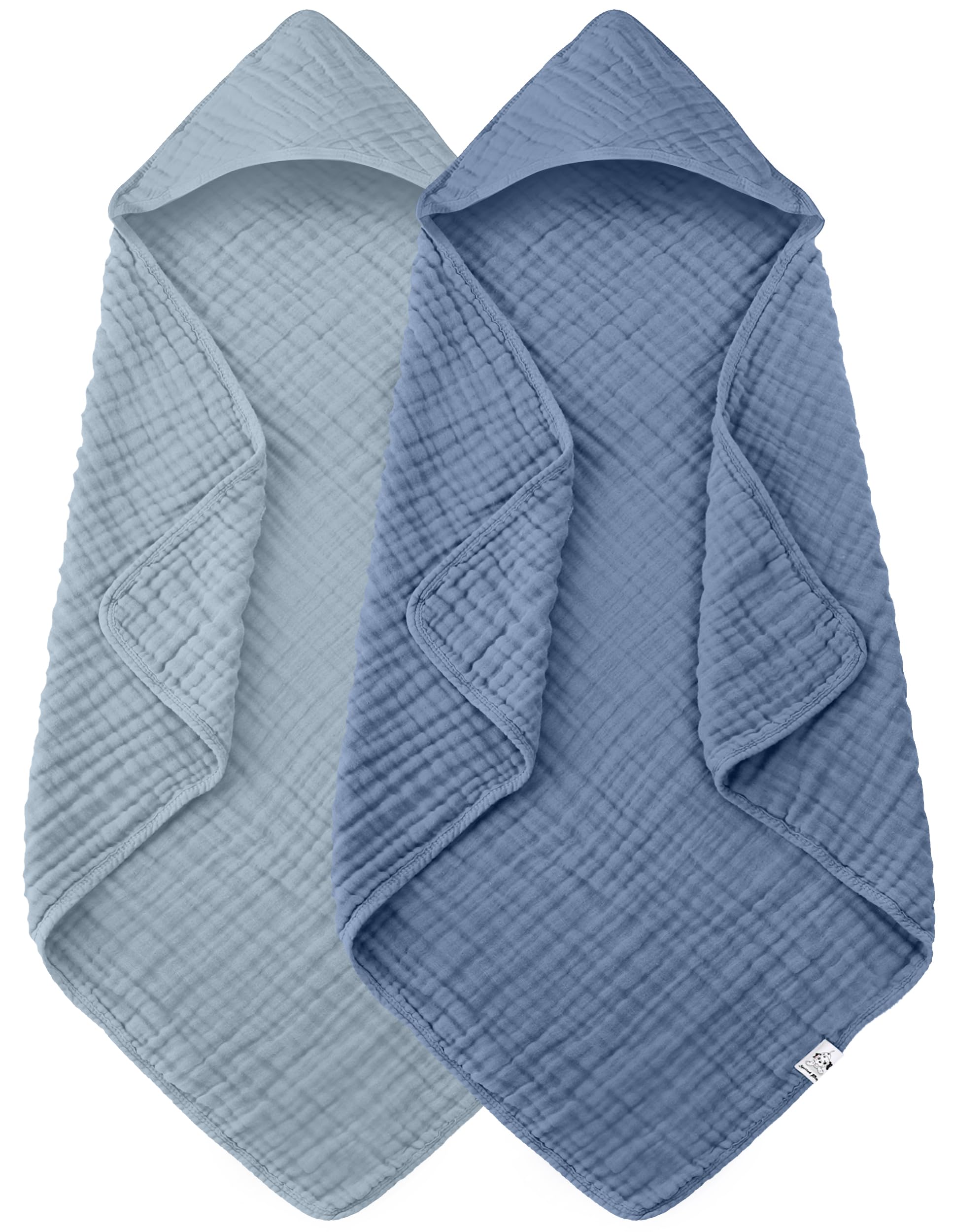 Spotted Play 2 Pack Hooded Baby Towels - 100% Muslin Cotton for Newborns, Infants, Toddlers - Large 32x32 Inch Size - Highly Absorbent and Essential