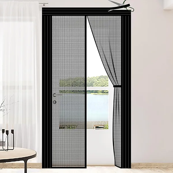 DIY Adjustable Magnetic Screen Door Fit Doors Size Width 29" - 34" Height 79" - 82"- Reinforced Self Sealing Fiberglass Mesh Door, Hands Free Door Screen with Closure Weighted Bottom