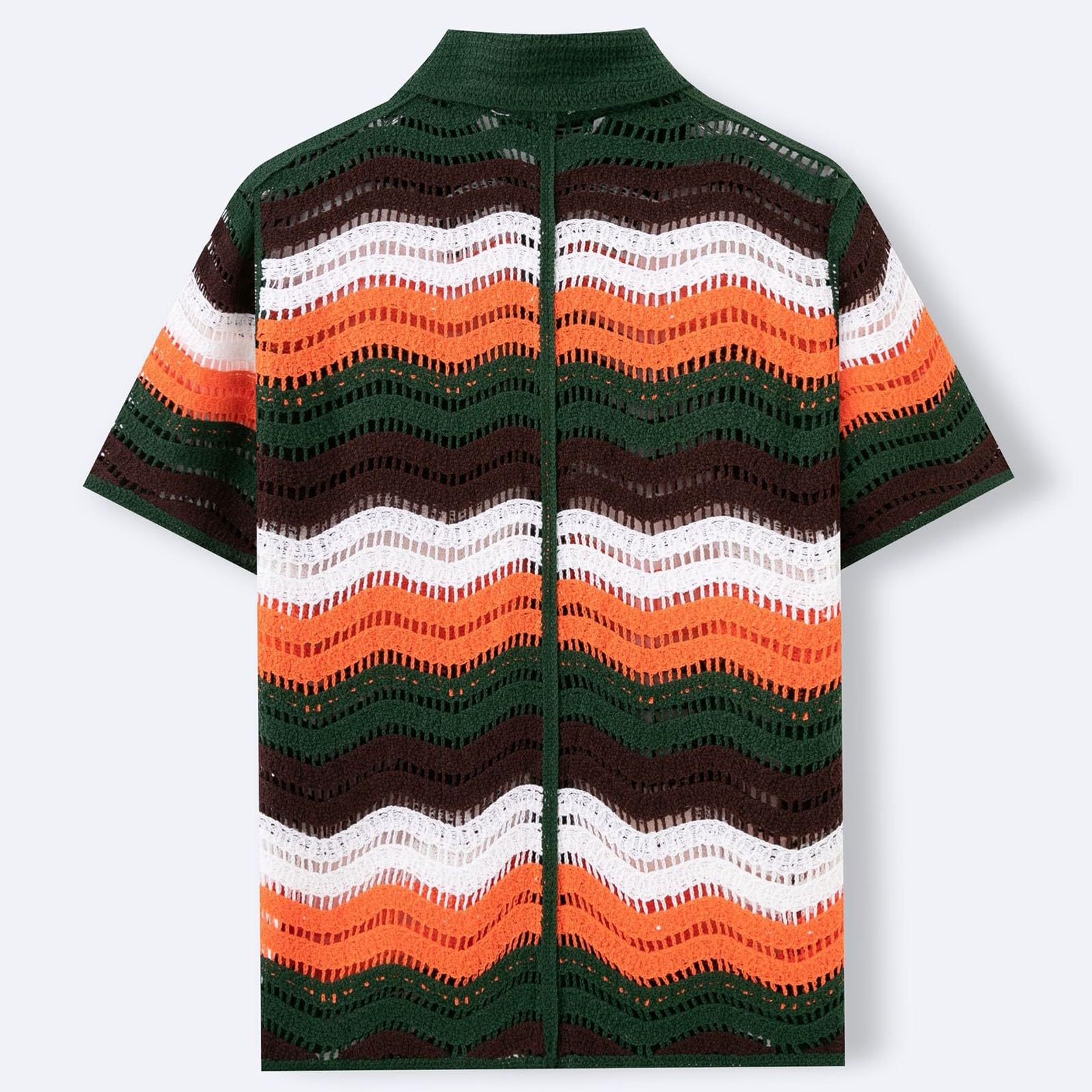 Camicia a maglia da uomo, a maniche corte, con scollo a V, a righe, per il tempo libero, casual, con colletto rovesciato