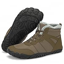 Mishansha Barefoot Shoes Invernali Uomo Stivaletti Scarponi Trekking Donna Inverno Scarpe Piedi Nudi Caldo Impermeabile Antiscivolo Stivali Brunastro 43 EU
