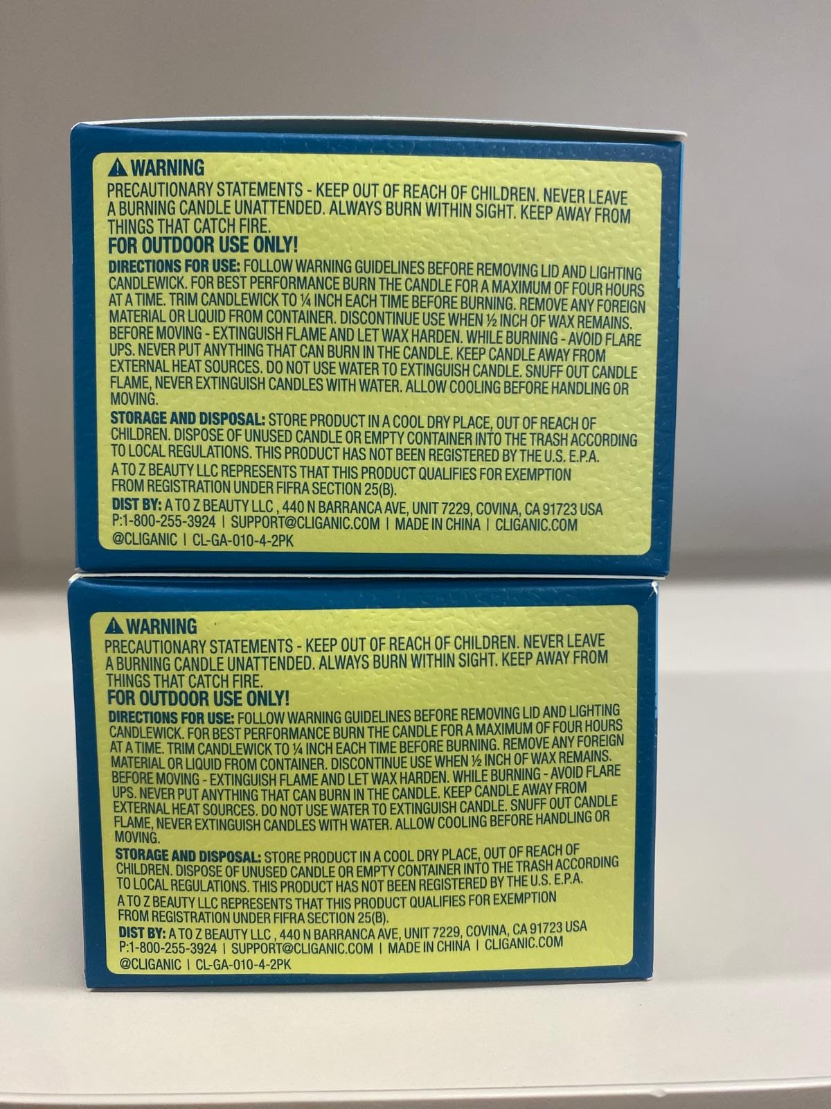 Cliganic Candela repellente naturale per zanzare (confezione da 4) | Citronella, senza DEET, infuso di olio essenziale per esterni, campeggio | Brucia 18 ore