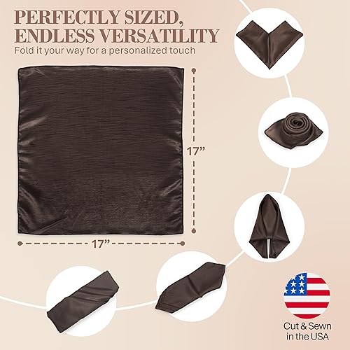 Miniatura 6 de Ultimate Textile -1 docena - Reversible Shantung Satin - Majestic - Servilletas de tela Majestic de 17 x 17 pulgadas color marrón chocolate