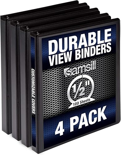 Vista 95 de Samsill Durable - carpeta negra redonda de cartón, Blanco