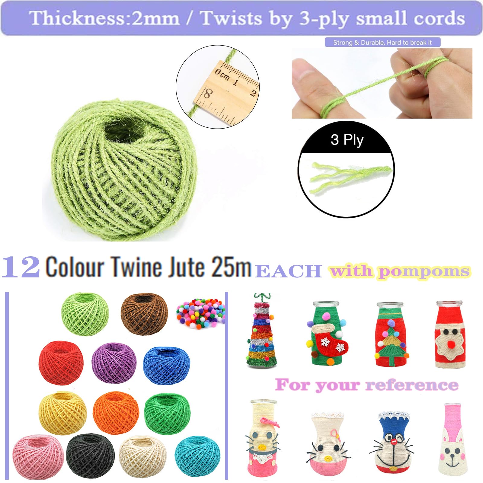 YiYFiT Colorful Jute Twine - Image 4