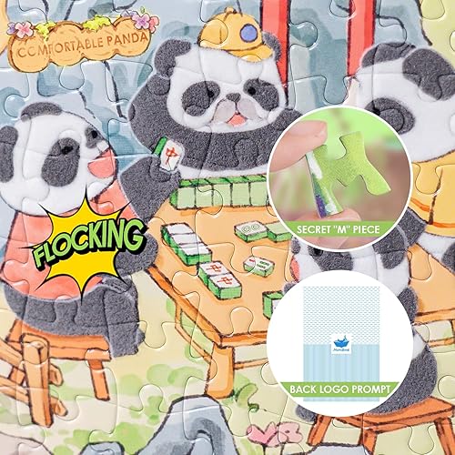 Miniatura 3 de MOMIBOOK Rompecabezas para adultos de 1000 piezas de panda cómodo, imagen de pintura flocada, chino, difícil, desafiante, difícil, imposible,