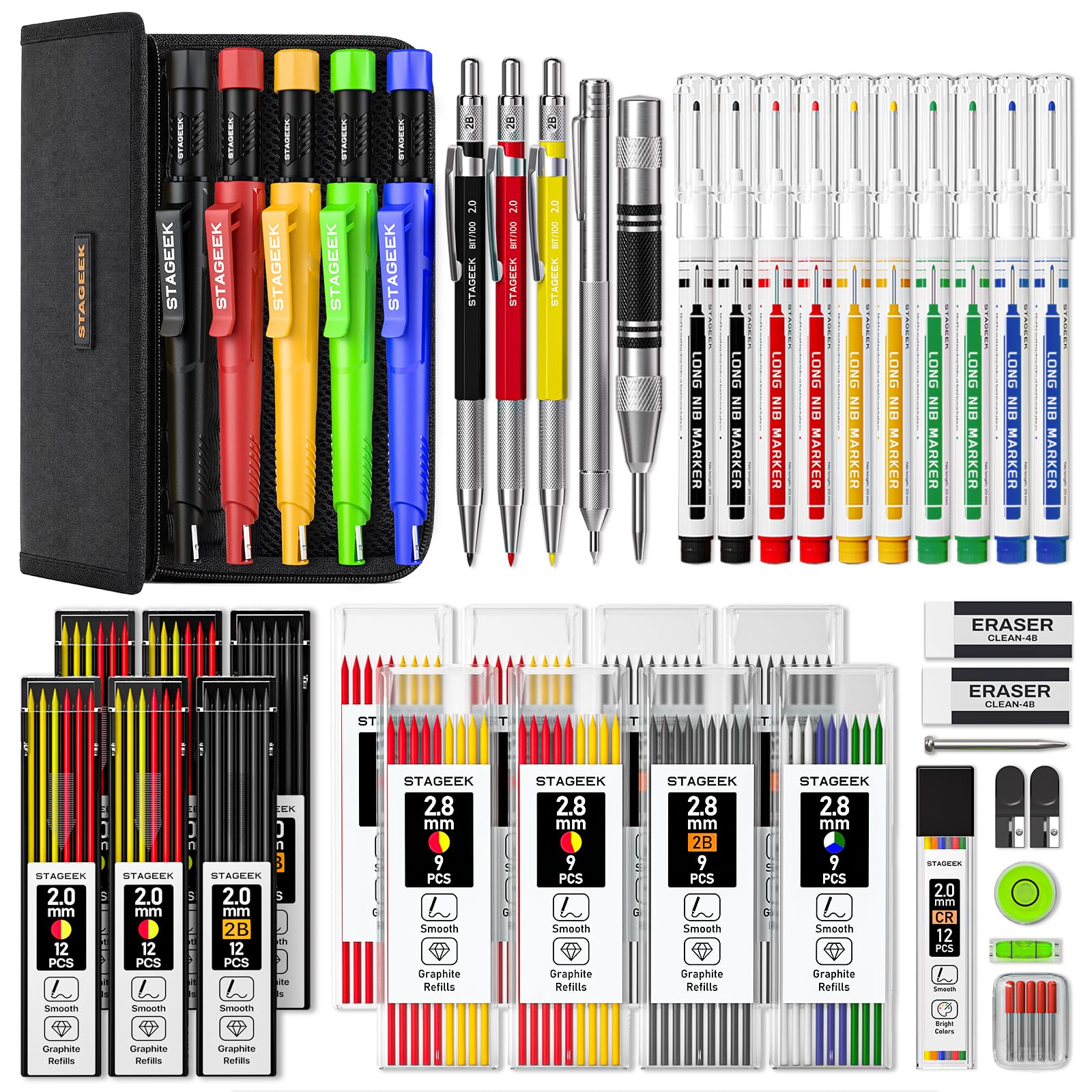 STAGEEK 49 Pack Carpenter Pencils Set With 164 Refills