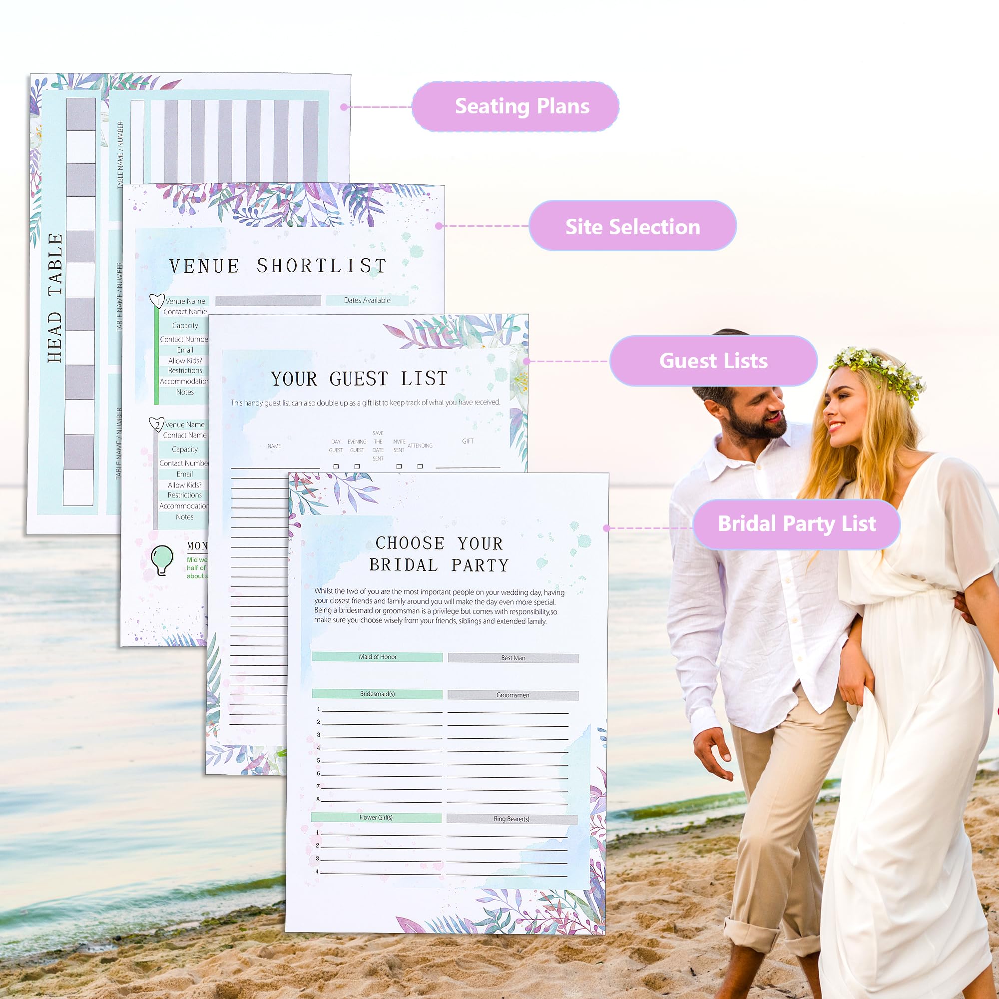 JUNART Hochzeitsplaner Buch 27,9x22,9cm - Braut Planungsorganizer