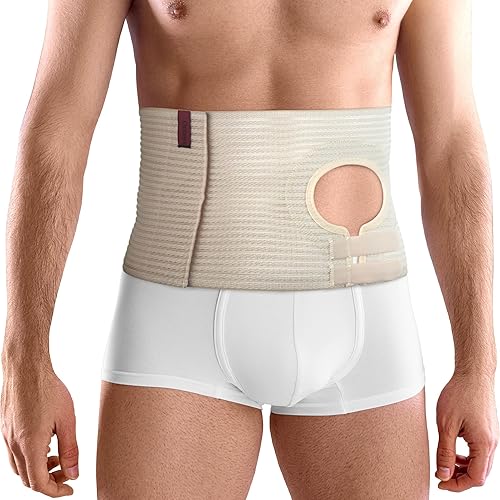 Miniatura 1 de ORTONYX Cinturón de ostomía abdominal para cuidados postoperatorios después de una cirugía de ileostomía de colostomía, agujero ajustable para bolsa