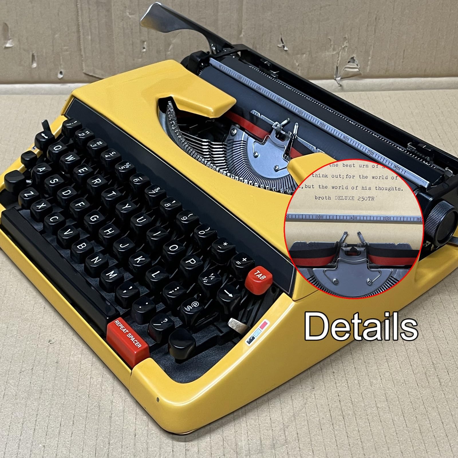 Retro Schreibmaschine Gelb, Retro Reiseschreibmaschine Nostalgische Schreibmaschine Zum Dekorieren Von Geschenken und Schreiben Von Briefen, Karten und Mehr