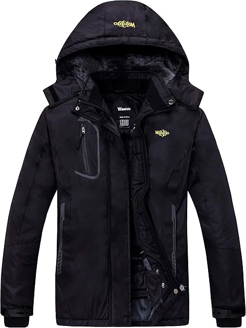 Wantdo Women's Warm Ski Jacket with Fleece Waterproof Snowboarding Jacket Hooded Mountain Coat Windproof Raincoat
