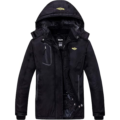 Wantdo Women's Mountain Waterproof Ski Jacket Windproof Rain Jacket Winter Warm Hooded Coat