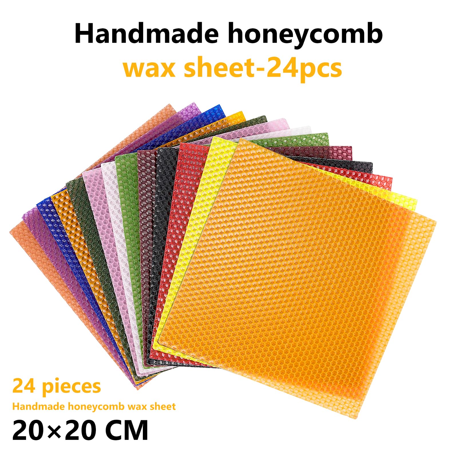 BORDEAG 24 placas de cera de abejas, placas de cera de 12 colores para velas, placas de cera de abejas para velas con 24 mechas de algodón, velas de cera de abejas para hacer tú mismo velas para