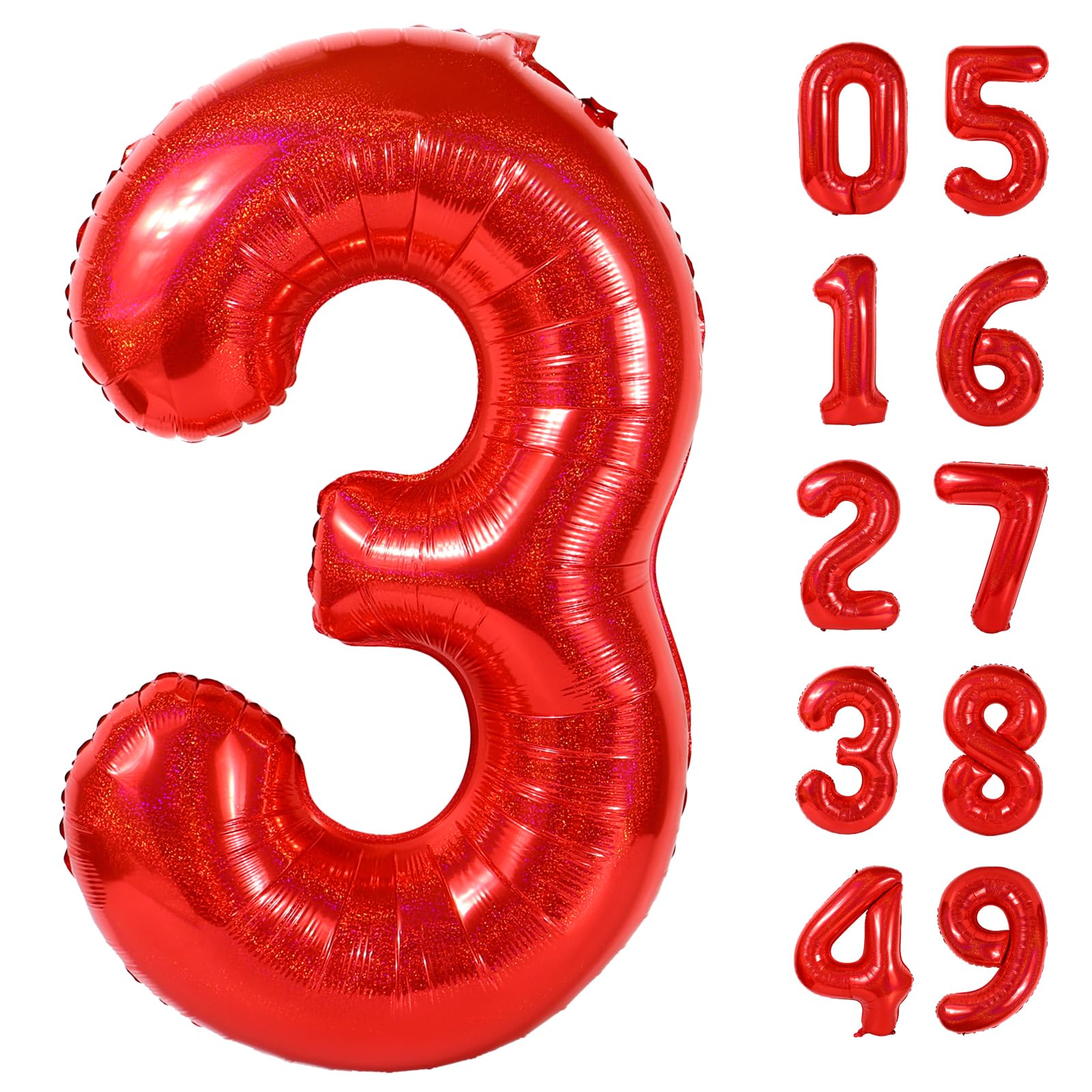 Laser Red 3 Balloon - Number Balloon 40 Inch, 3rd Hot Pink Decorations