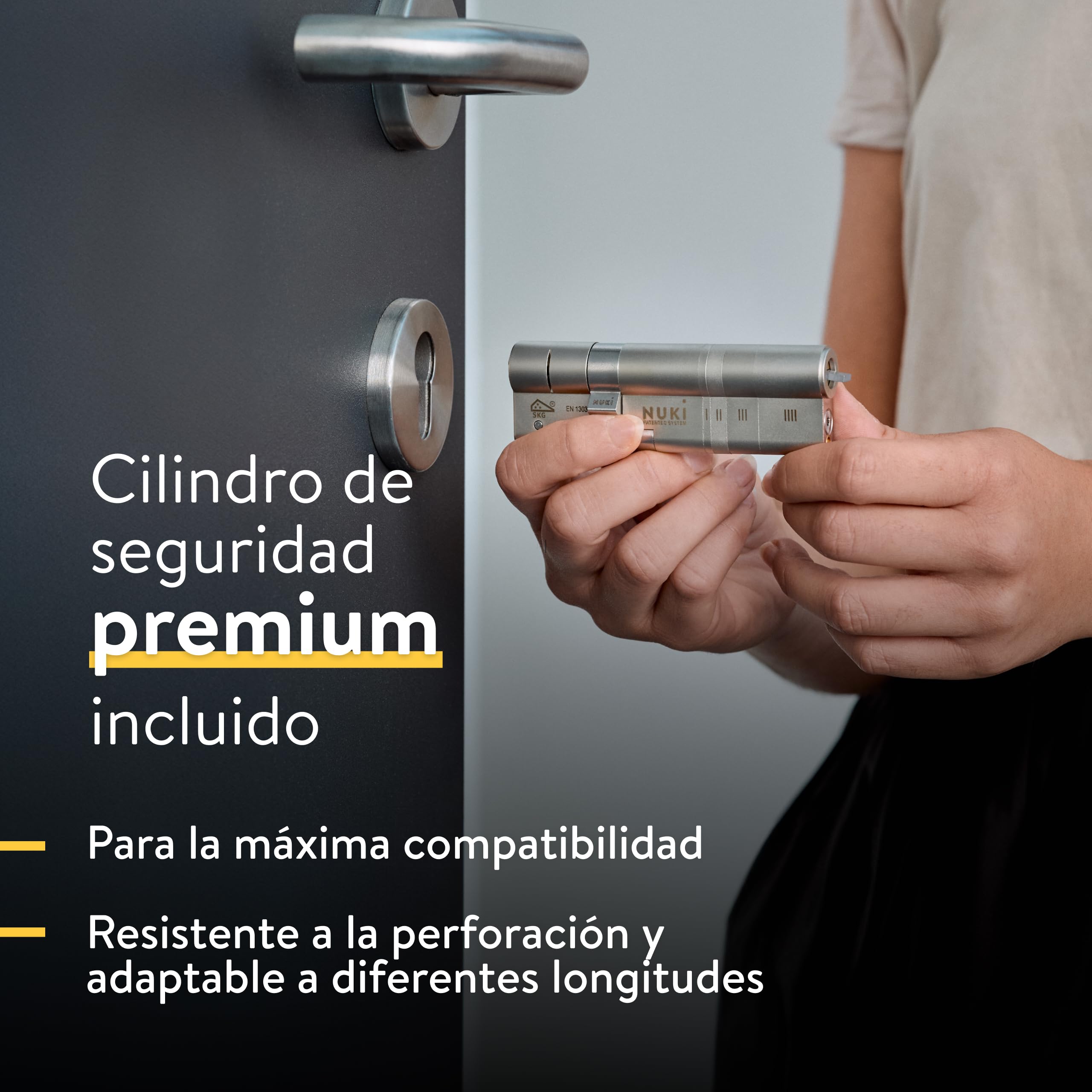 Nuki Smart Lock Ultra, cerradura electrónica von Bluetooth, WiFi & Matter, Integración sencilla en el Smart Home, Abrir la puerta con acceso remoto, con 3 modos de bloqueo diferentes