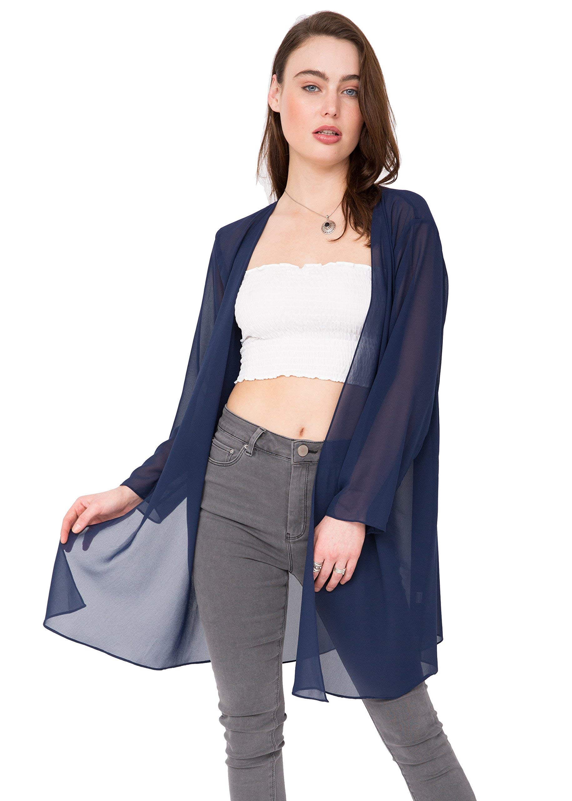 likemary Sheer Kimono Cardigans for Women - Elegant Dusters - Open Front Lightweight Long Cover Up Jackets Ideal for Dresses