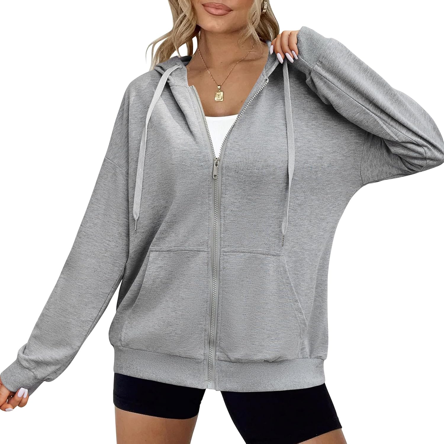 Zeagoo Women's Lightweight Hoodies Full Zip Up Oversized Sweatshirts with Pockets Long Sleeve Thin Casual Hooded Jackets - Image 2