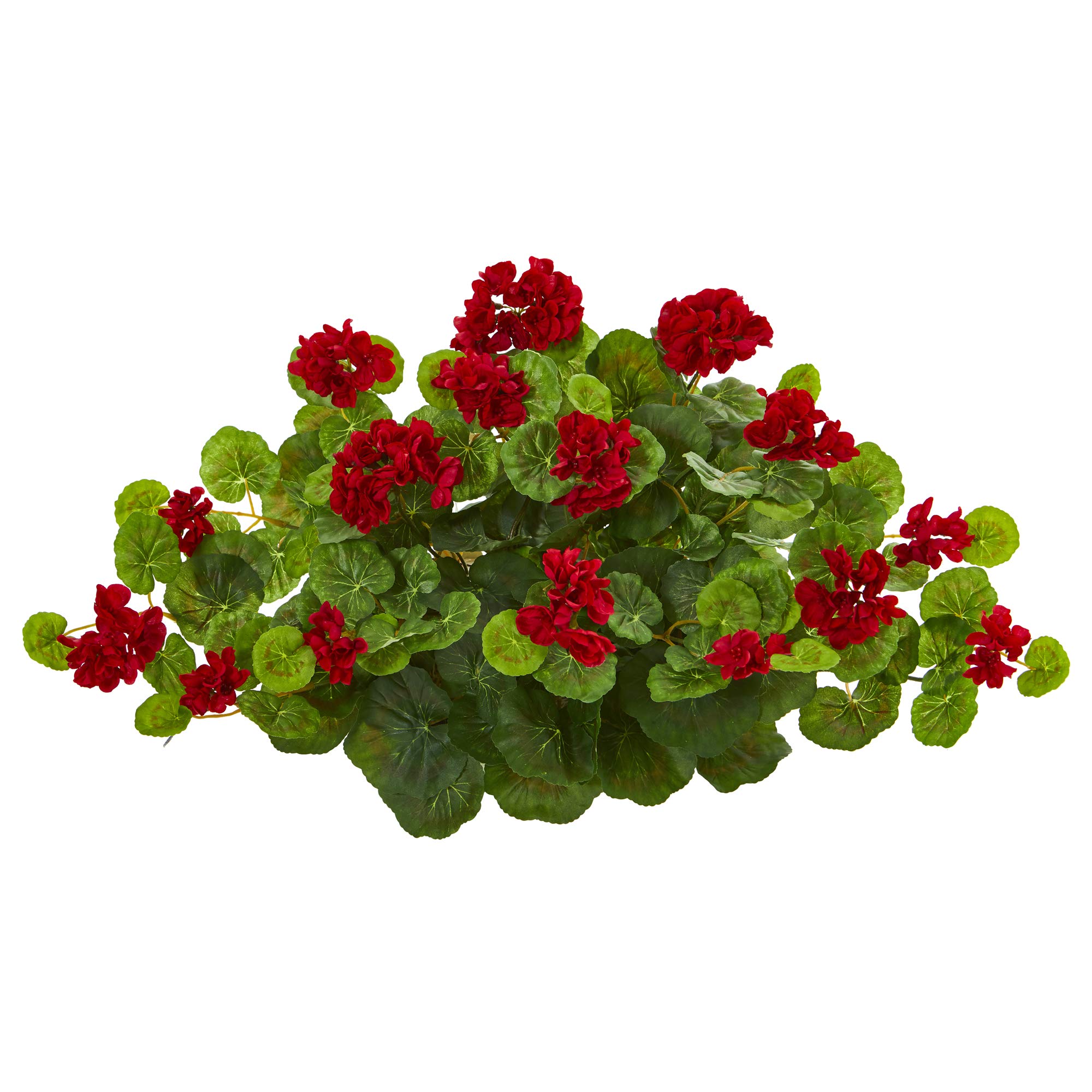 Nearly Natural24in. Geranium Artificial Ledge Silk Plants, Red/Green