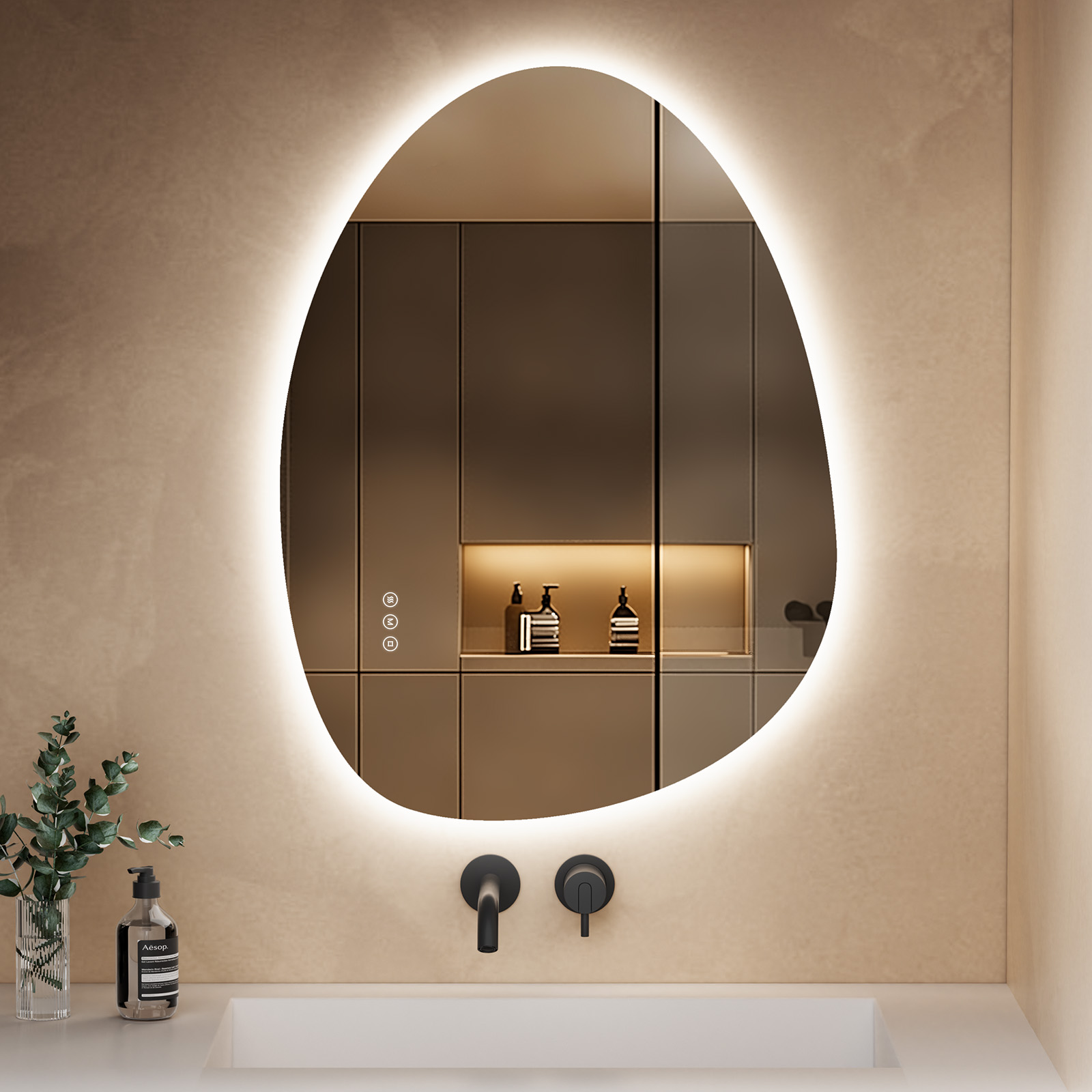 SDXYSTCE Miroir Asymétrique Avec éclairage, Miroir Mural Sans