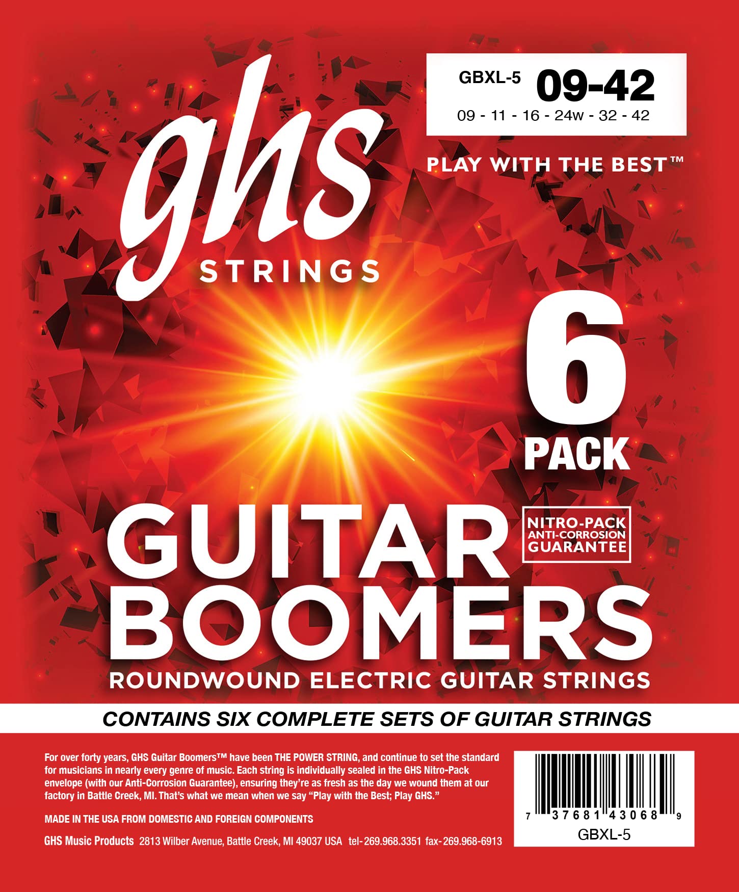 GHS Strings GBXL-5 - Cuerdas para guitarra eléctrica (niquelada, extra ligeras)