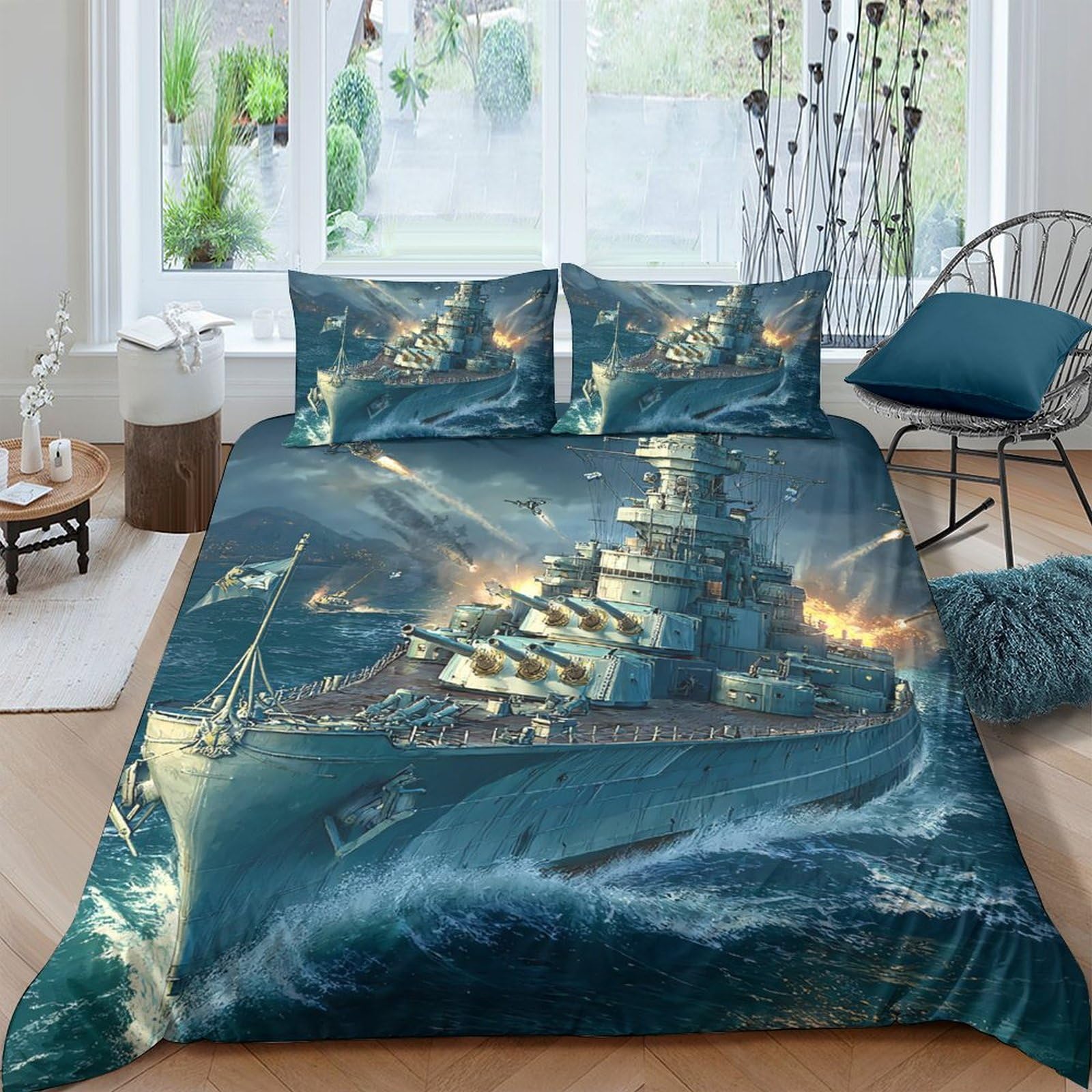 Ctjqhvkz Style-6 3D Printed Ocean Night City Fitted Sheet Microfiber Soft Mattress Cover Decor For Bedroom Guest Room Dorm Single（135X200cm）