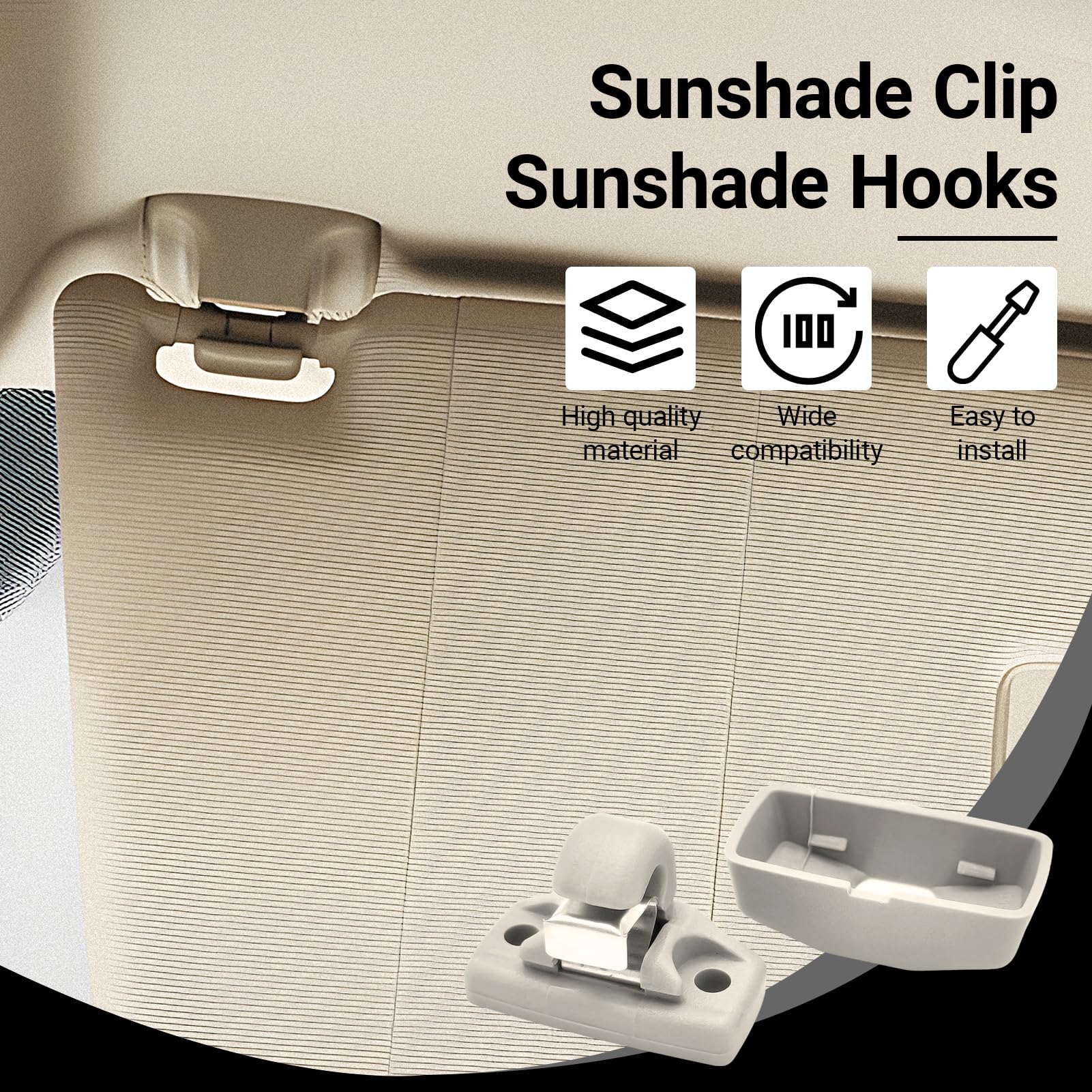 Sun Visor Hook Clip for VW Transporter T4 T5 T5.1 T6, 2 Pieces Sun Visor Clip Porpor Booya Interior Sun Visor Hook Clip Bracket 3B0857563,Beige