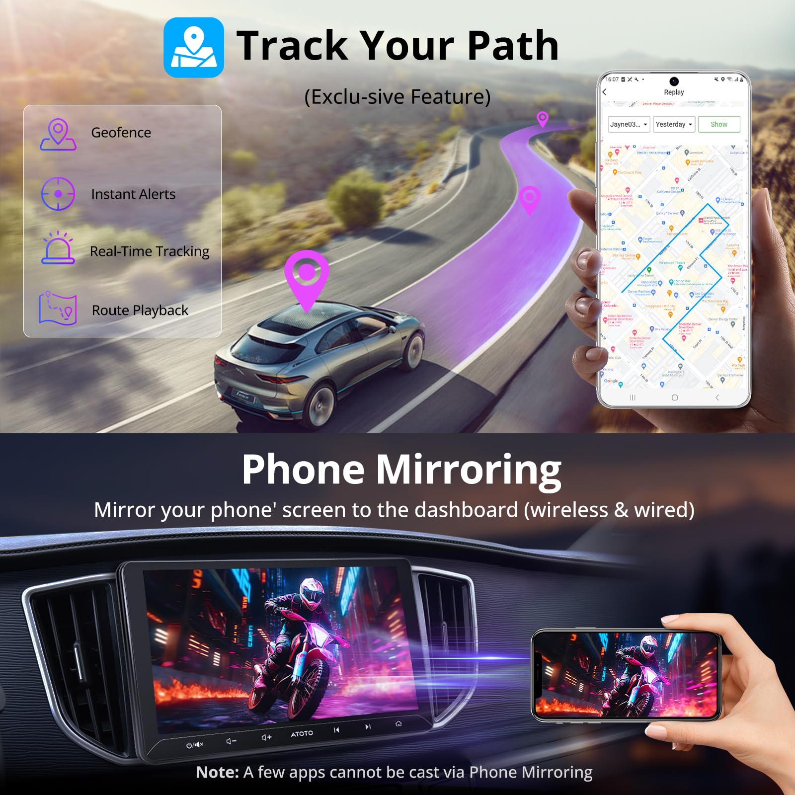 ATOTO A5L Autoradio 2 Din Android 2G+32G, 10 pollici Touchscreen GPS per auto, Tethering di WiFi/BT/USB, CarPlay Wireless e Android Auto Senza fili, Telecamera di backup,MirrorLink, DSP, FM/RDS/TF