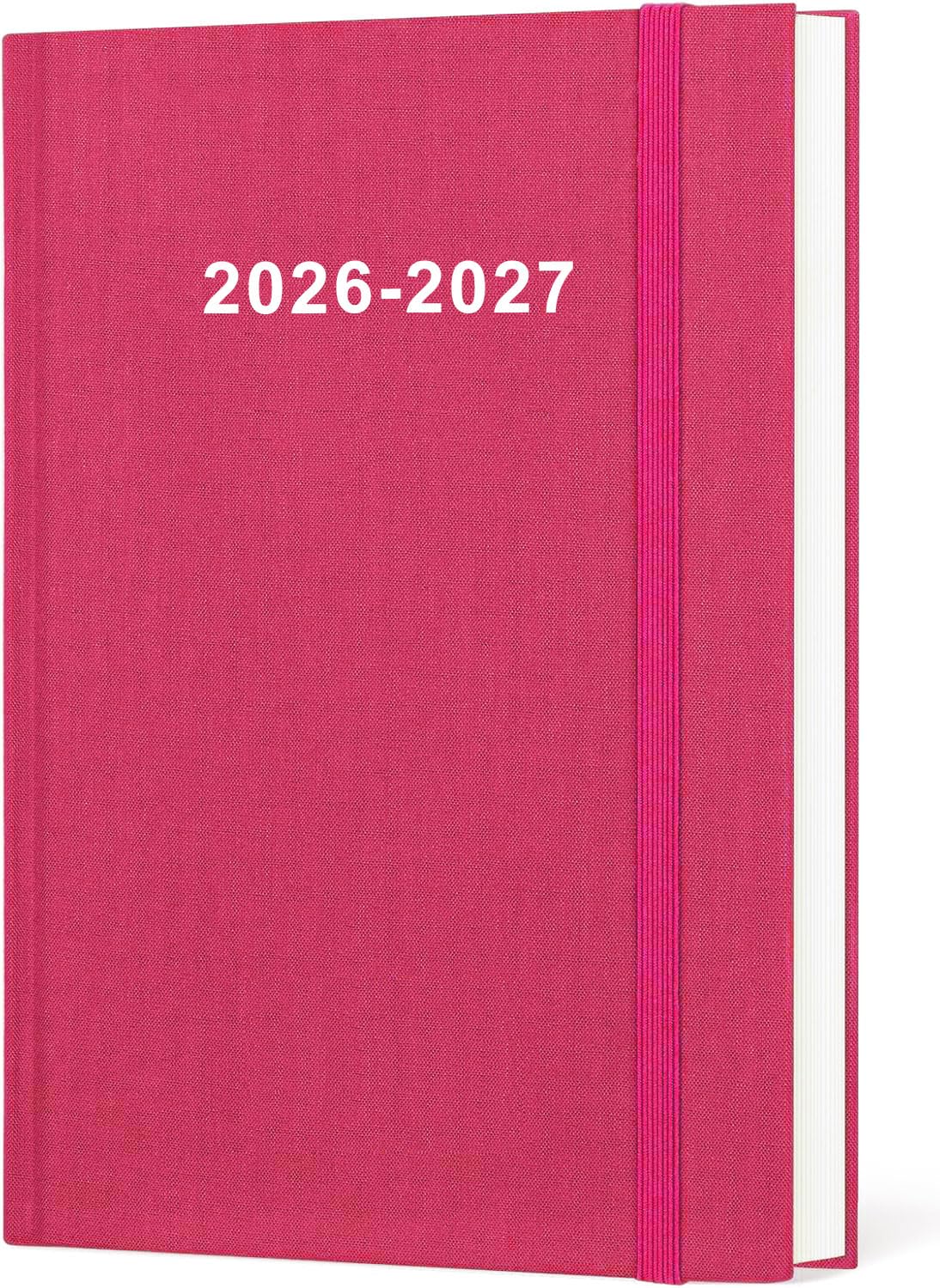 Planer 2025 – planer tygodniowy i miesięczny od stycznia 2025 do grudnia 2025, agenda 2025 z kieszenią wewnętrzną, elastyczną taśmą, twardą okładką, idealny organizer na co dzień, 14 x 20 cm, różowy