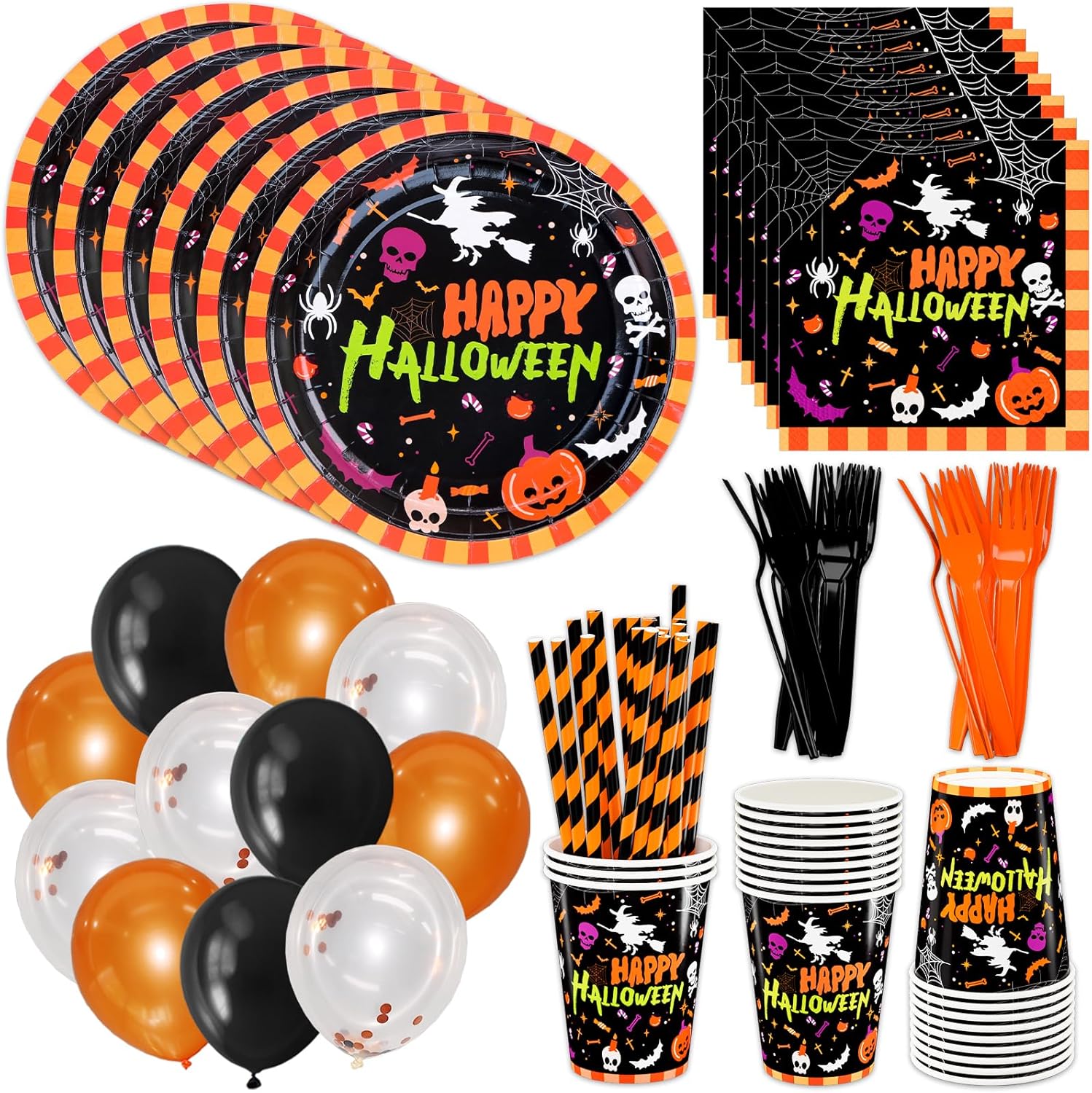 Halloween Paper Plates and Napkins Party Supplies Serves 24