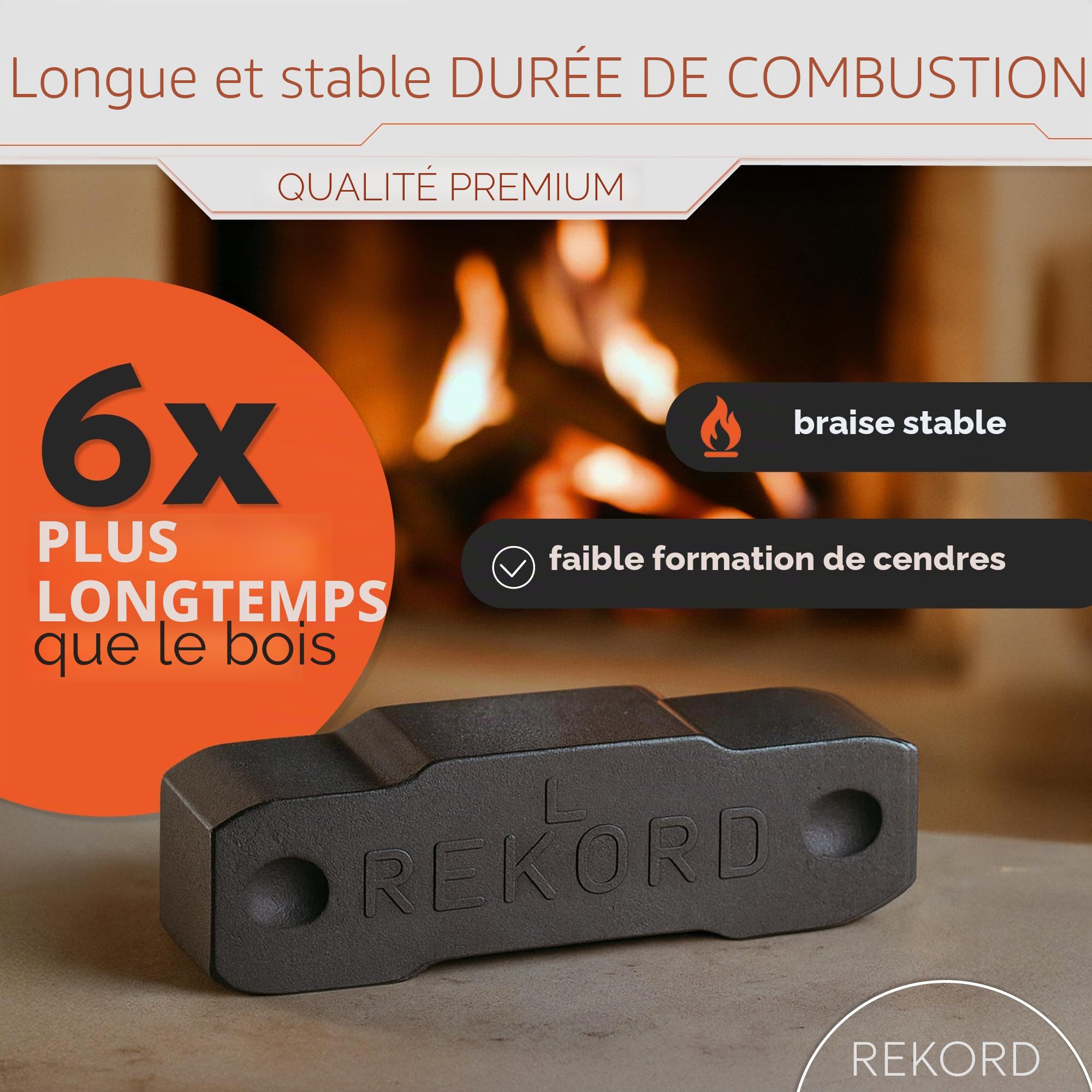 Briquettes de lignite Rekord - Briquettes de chauffage - Pour cheminée, poêle - Baquet de 25 kg - 1 carton