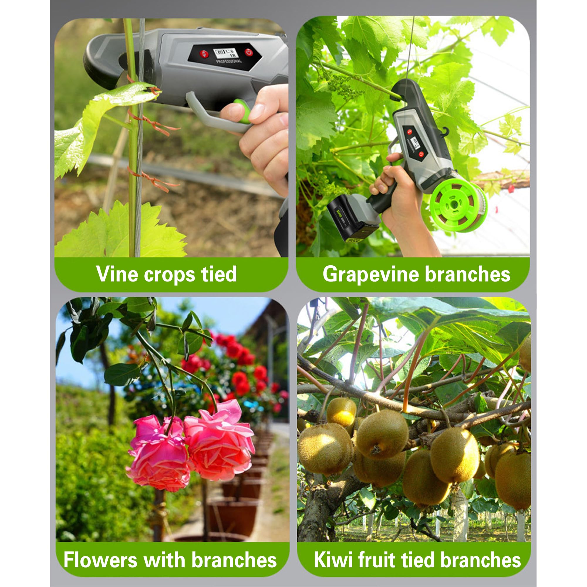 Máquina de atar plantas para cultivos de vid, herramienta de cinta de engranaje ajustable, diámetro máximo de agrupación de 25 mm para soporte de jardín