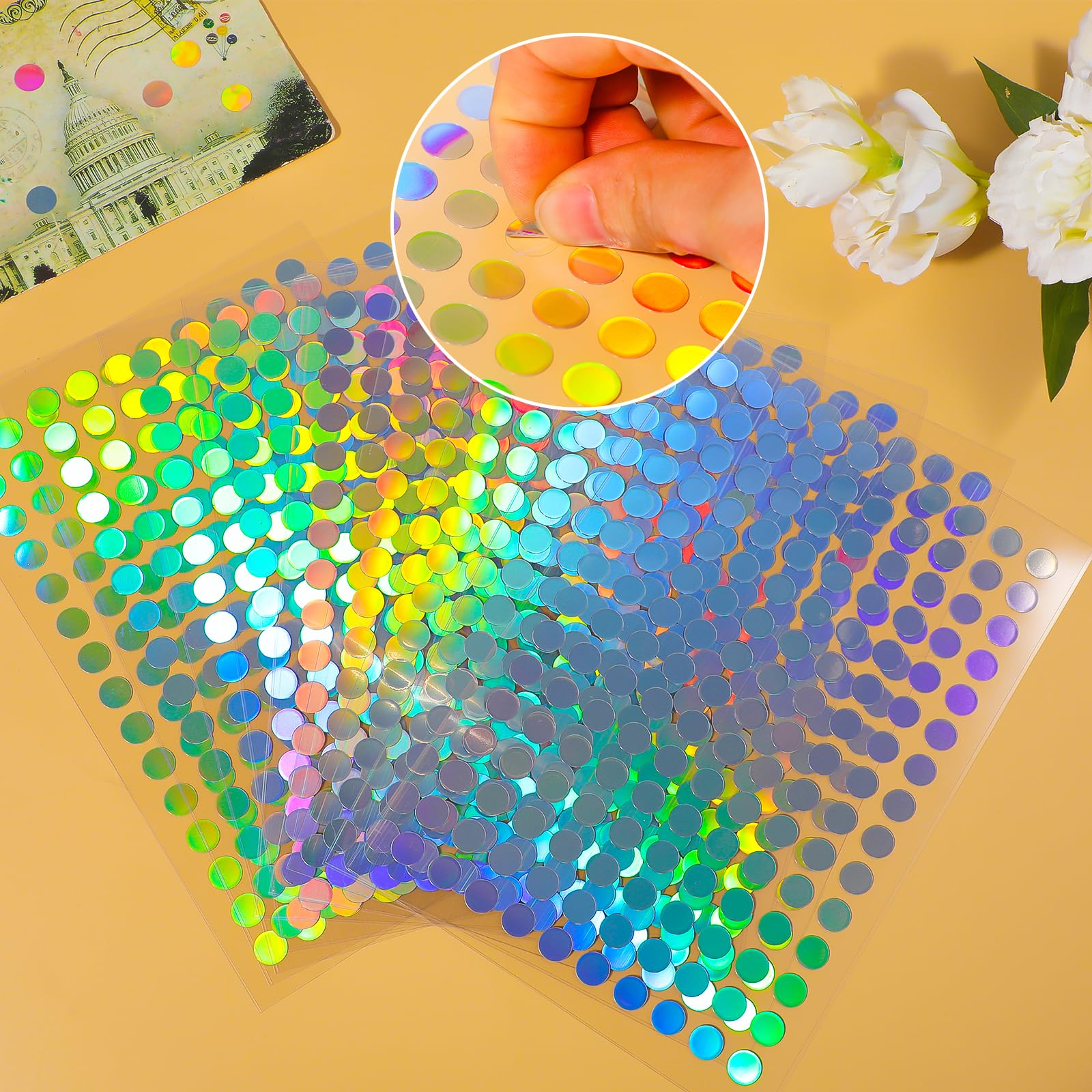 Simarro 3520 Glitzer Punkt Aufkleber - 6mm Bunt Für Scrapbooking & DIY