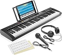 Vista 1 de Ashthorpe Piano de teclado electrónico de 61 teclas para principiantes, juego de teclado de piano digital que incluye auriculares, micrófono