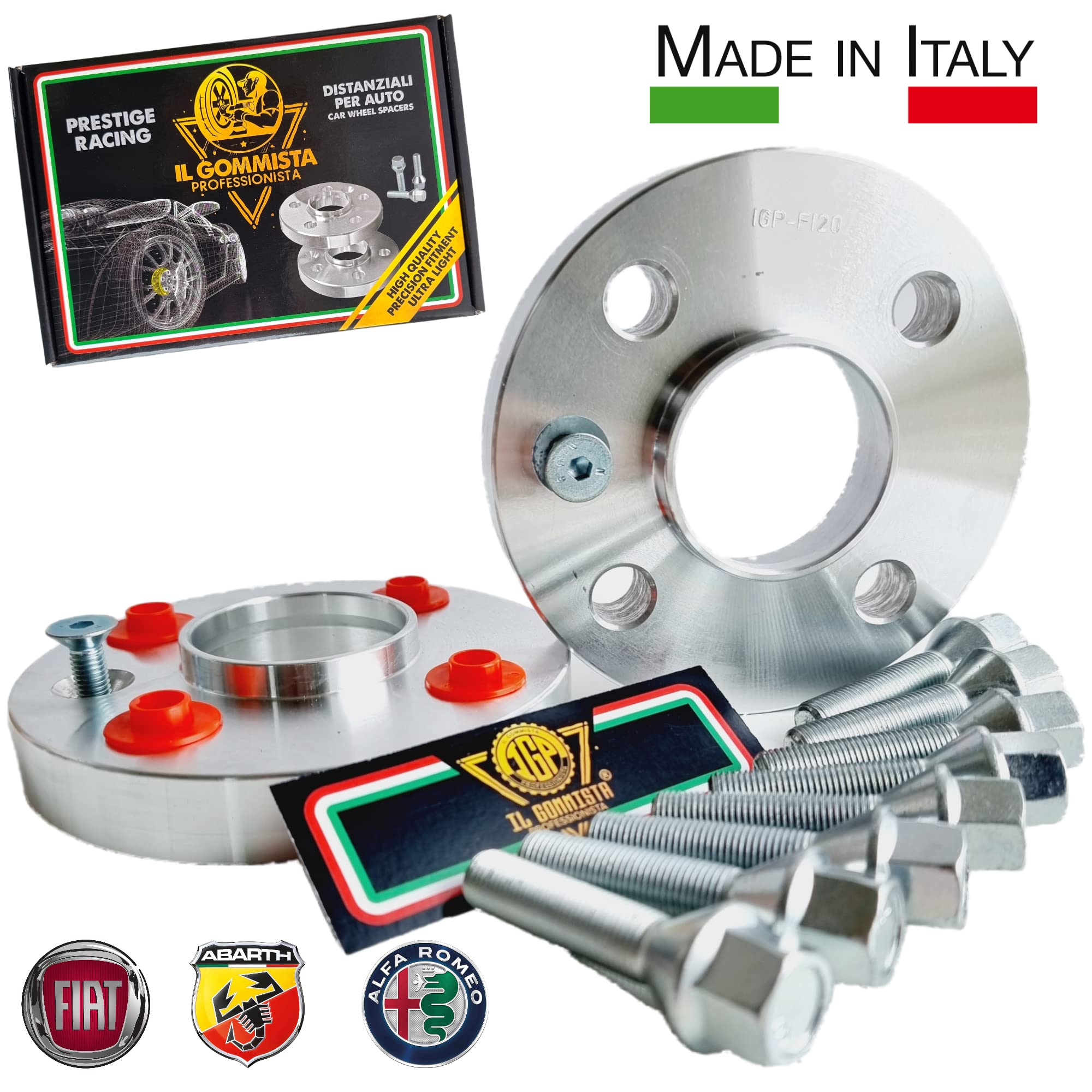 IGP 2 DISTANZIALI 20 mm 4 x 98 mozzo 58.1 + 8 BULLONI compatibili con ALFA ROMEO MITO type 955 dal 2008 in poi *OK AUTO RUOTA CERCHI IN LEGA