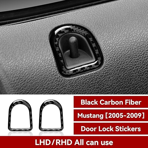 Miniatura 2 de Accesorios de coche Etiqueta de bloqueo de puerta para Ford Mustang 2005 2006 2007 2008 2009 cubierta de fibra de carbono