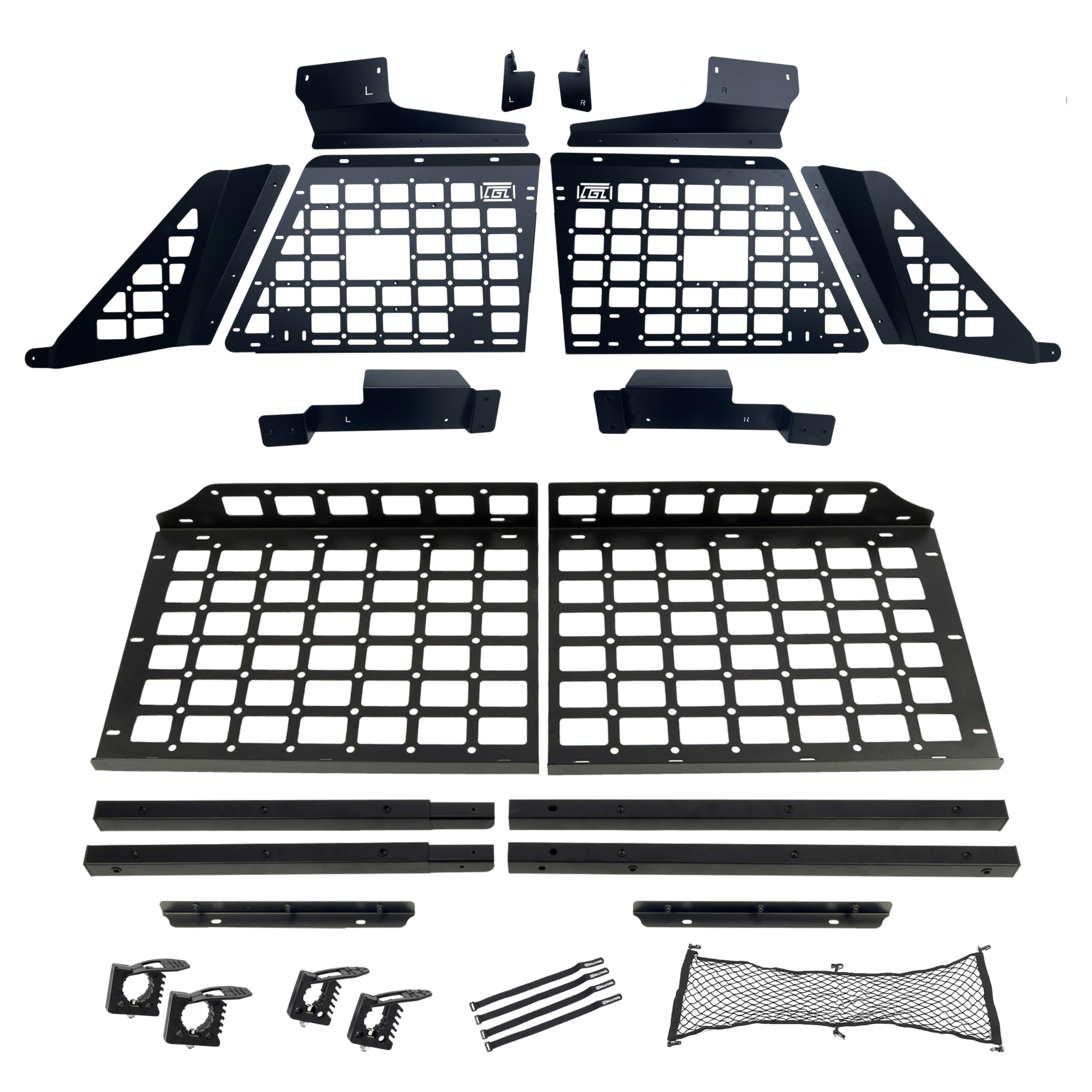 HIGH FLYING 2024 2025 for Toyota Land Cruiser Prado LC250 Car Accessories Molle Panels Storage Modular System Trunk Shelf Organizer Interior Rear Cargo Racks (Side Panels+Shelf A)