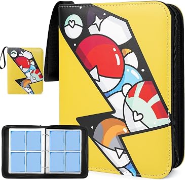 Card Binder for Pokemon, 4 Pocket Trading Card Album Holder with 60 Removable Pages, 480 Pockets Waterproof Card Folder Book