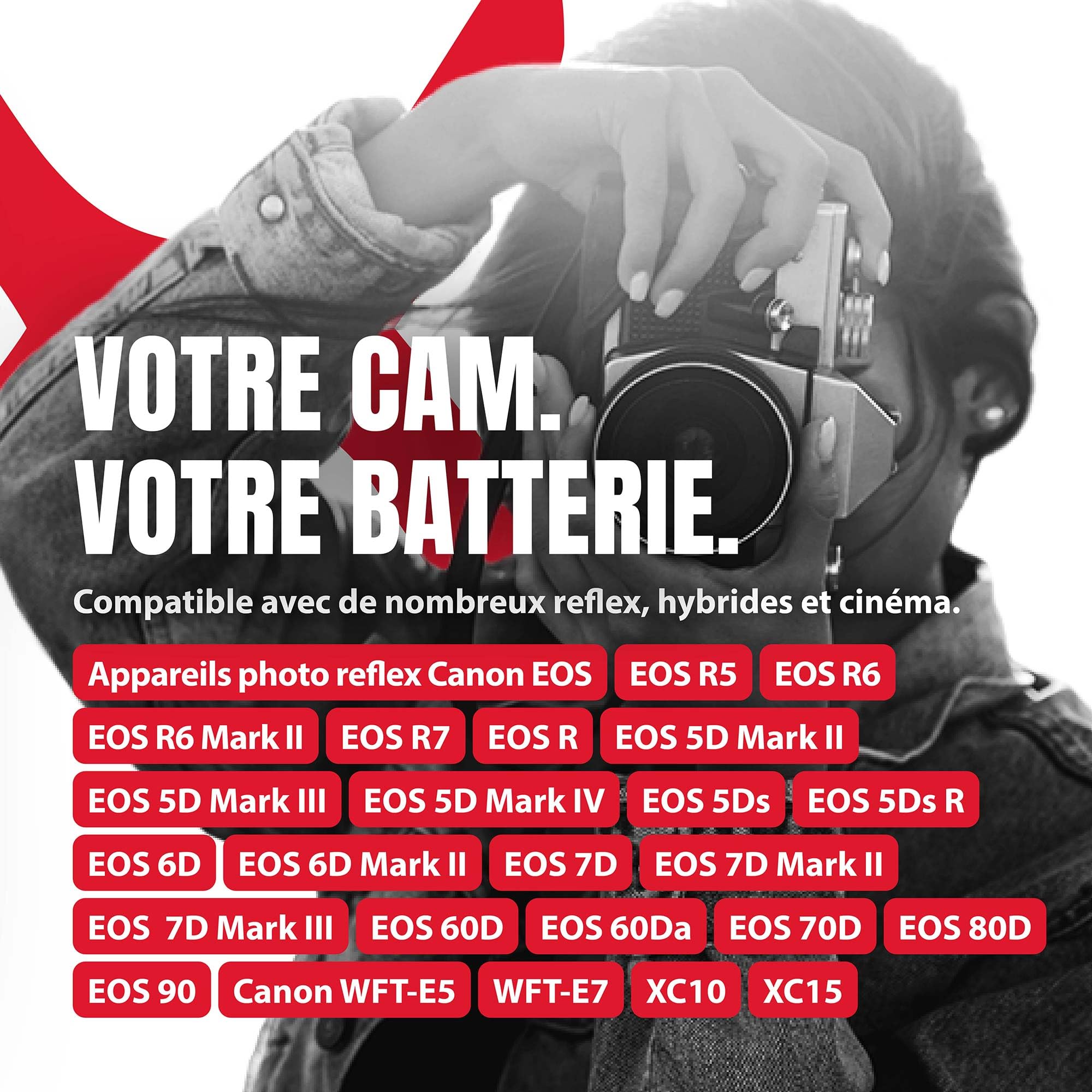 Baxxtar Pro 2X Batterie LP-E6NH 2600mAh – Remplacement pour Canon LP-E6 LP-E6N LP-E6NH – Compatible avec EOS R5 R6 R6II R7 5D III/IV 6D 7D 90D – cellules certifiées UL