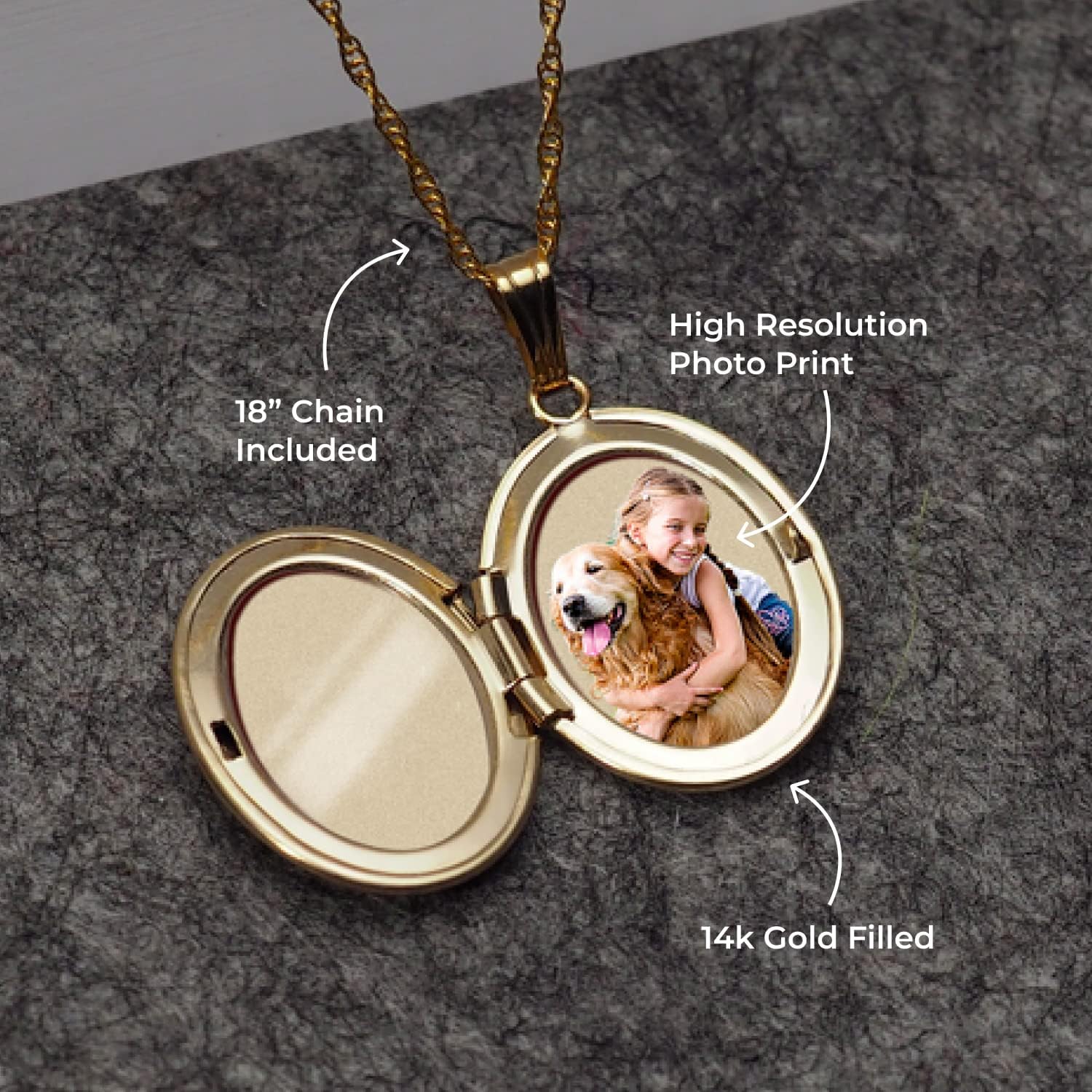 PicturesOnGold.com Personalized 14K Gold Filled Rose Oval Locket Custom Photo Necklace for Women and Men 3/4 Inch X 1 Inch - Image 3