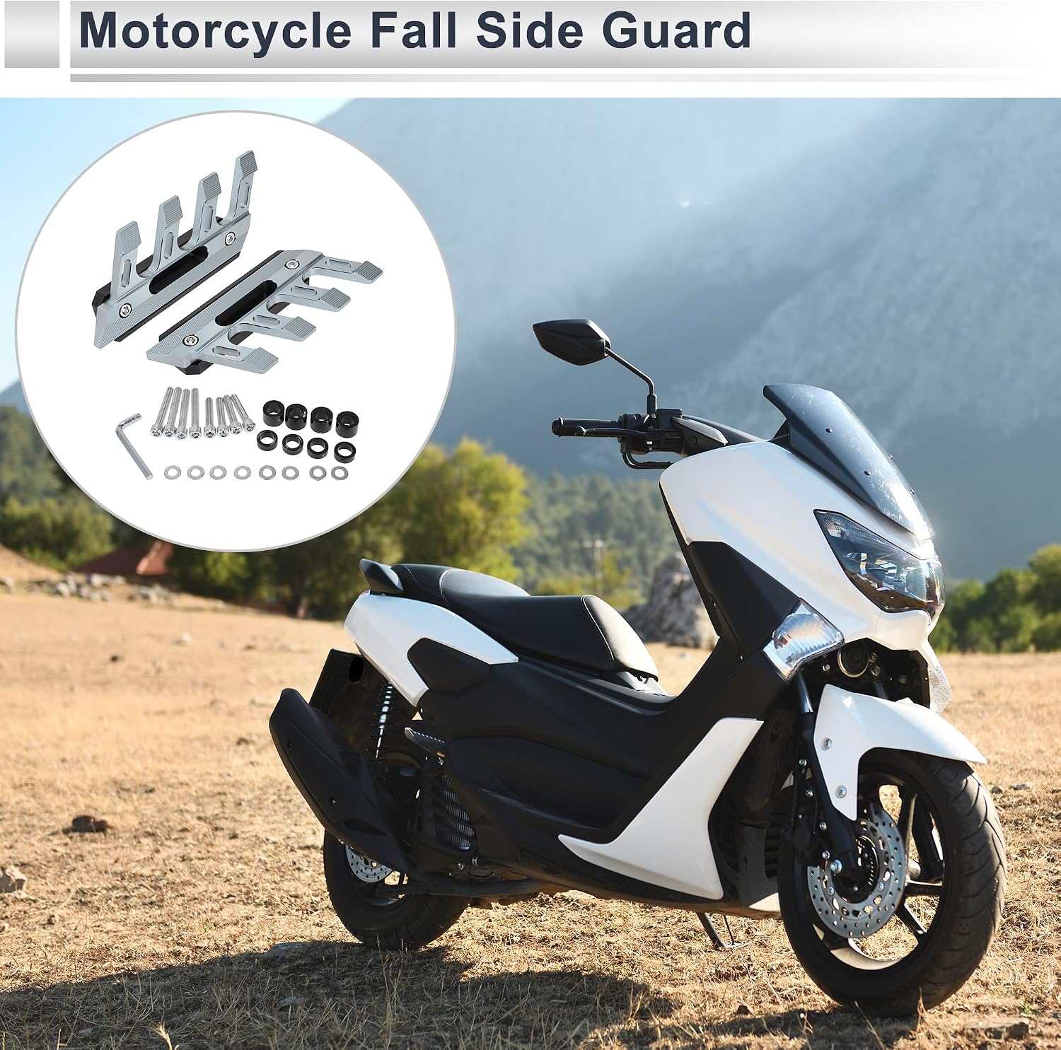 1 Set Motorcycle Fall Side Guard Front Fork Protector Front Fender Protection Mud Guards Side Guard Aluminum Alloy Titanium Tone