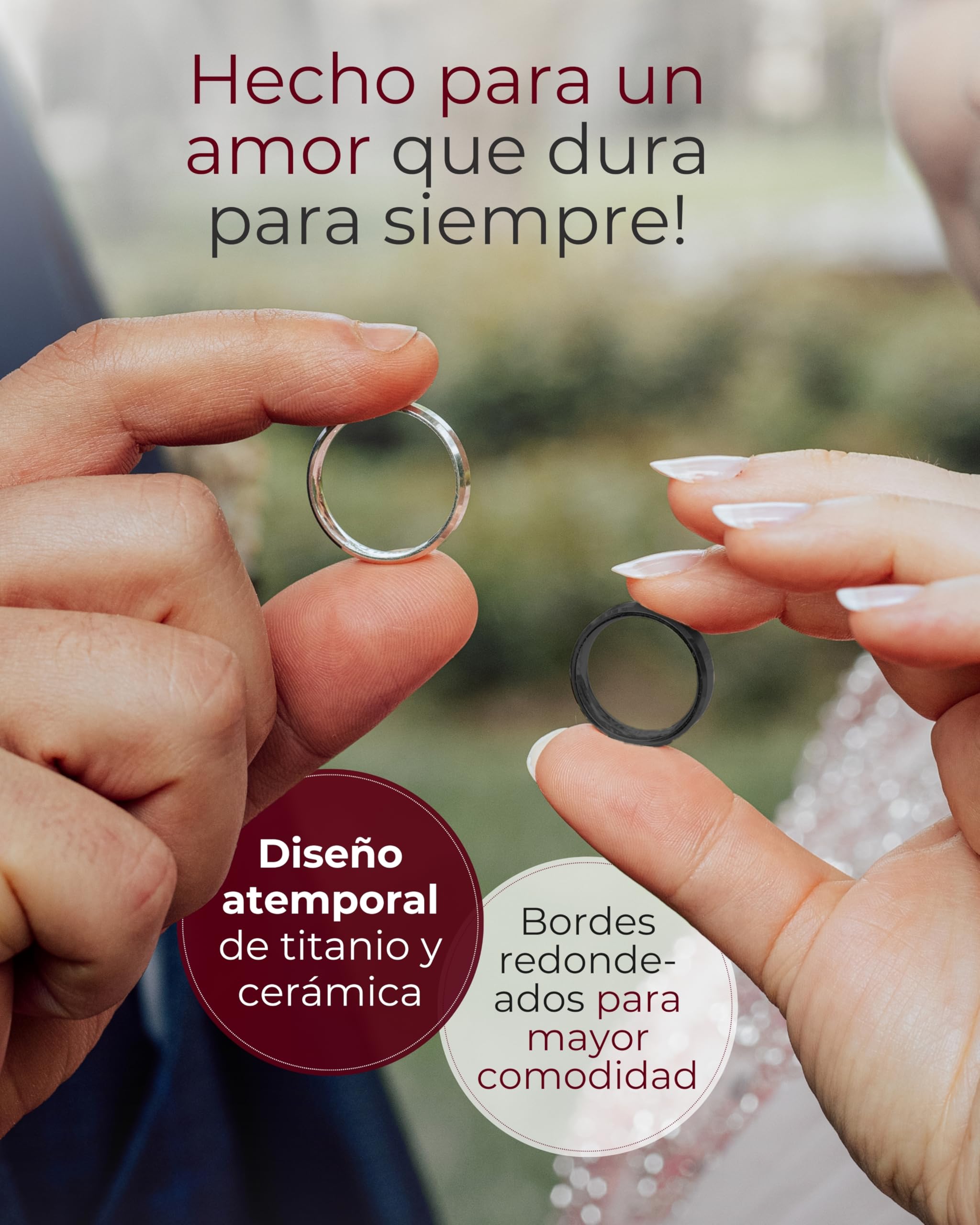 123traumringe Alianzas de titanio y cerámica, precio por par con circonitas con grabado gratuito, alianzas de titanio y cerámica en 5 mm de ancho, anillos de compromiso, color negro,S61