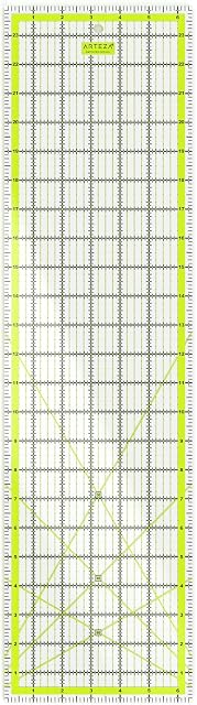 Arteza Quilting Ruler, Laser Cut Acrylic Quilters' Ruler with Patented Double Coloured Grid Lines for Easy Precision Cutting, 6.5" Wide x 24" Long for Quilting, Sewing & Crafts, Black & Lime Green