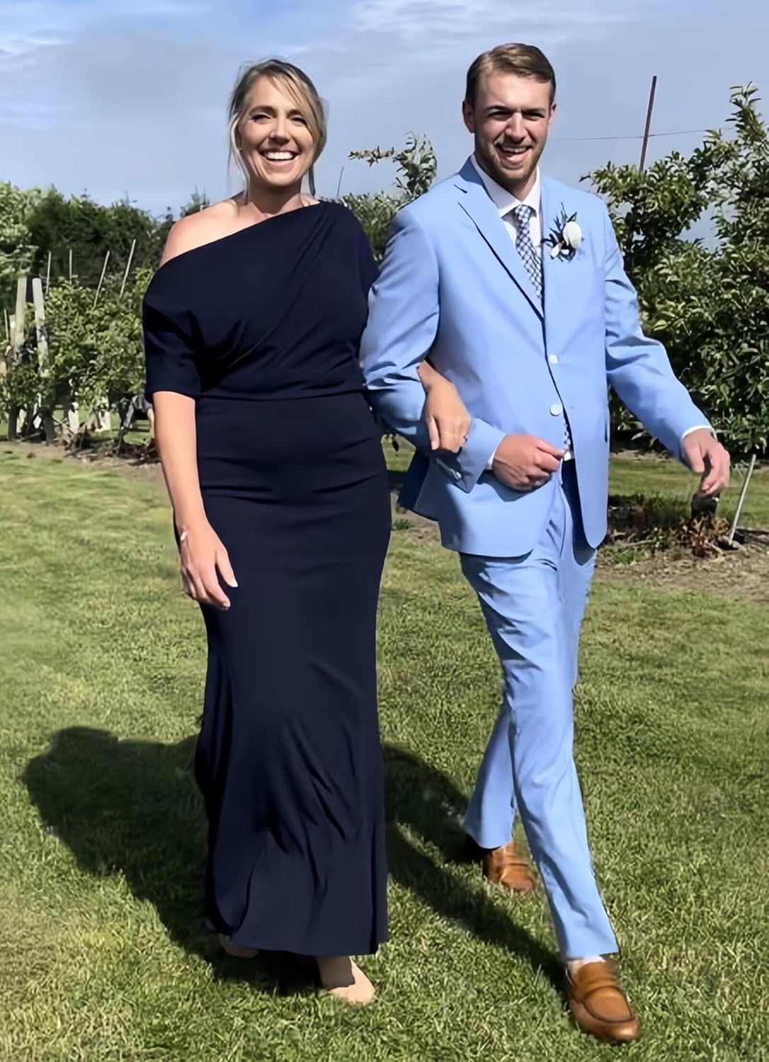 Long One Shoulder Mother of The Bride Dresses Satin Mermaid Wedding Guest Formal Gown with Sleeves 2026 - Image 6