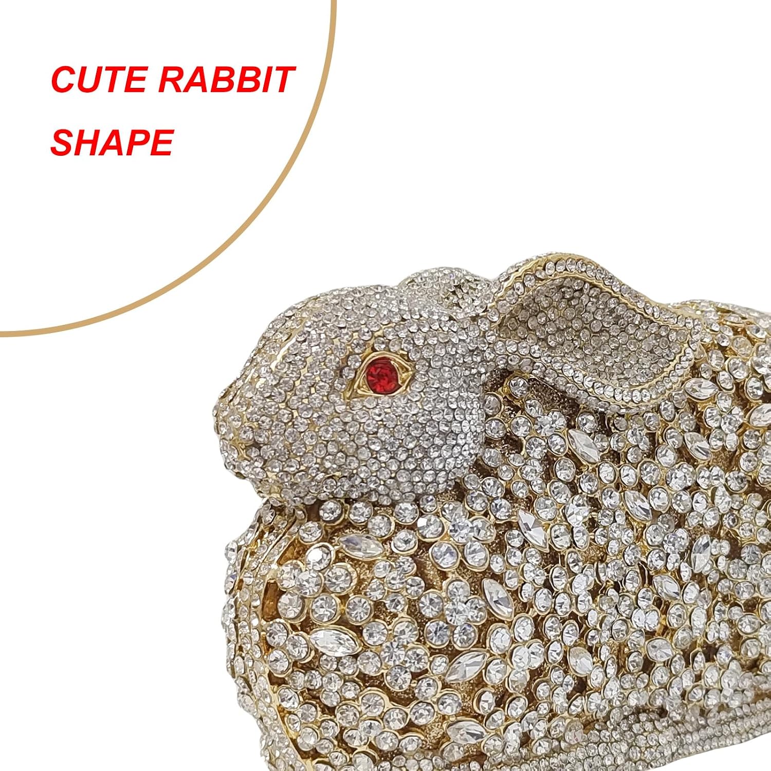 Cute Rabbit Evening Bag Bunny Rhinestone Purse Animal Crystal Clutch for Party Wedding Prom Handbag