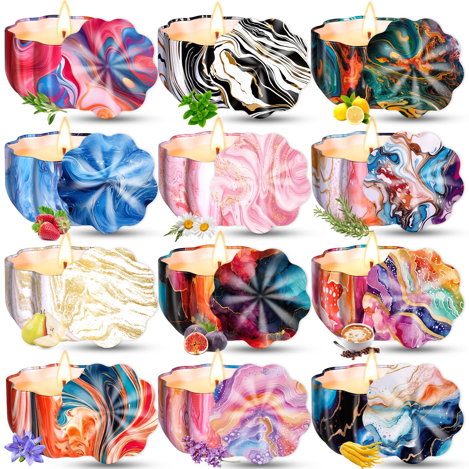 Velas Perfumadas Juego de 12 piezas Vela Aromática Regalo de Velas de Aromaterapia Cera de Soja Natural,Juegos de Velas para Cumpleaños, Aniversario, Día de la Madre, Navidad, Regalos Mujer