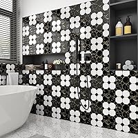 Vista 4 de Wallercity Azulejos de pared autoadhesivos de mármol dorado para cocina, 12 x 12 pulgadas, azulejos de pared de vinilo de mármol dorado para baño