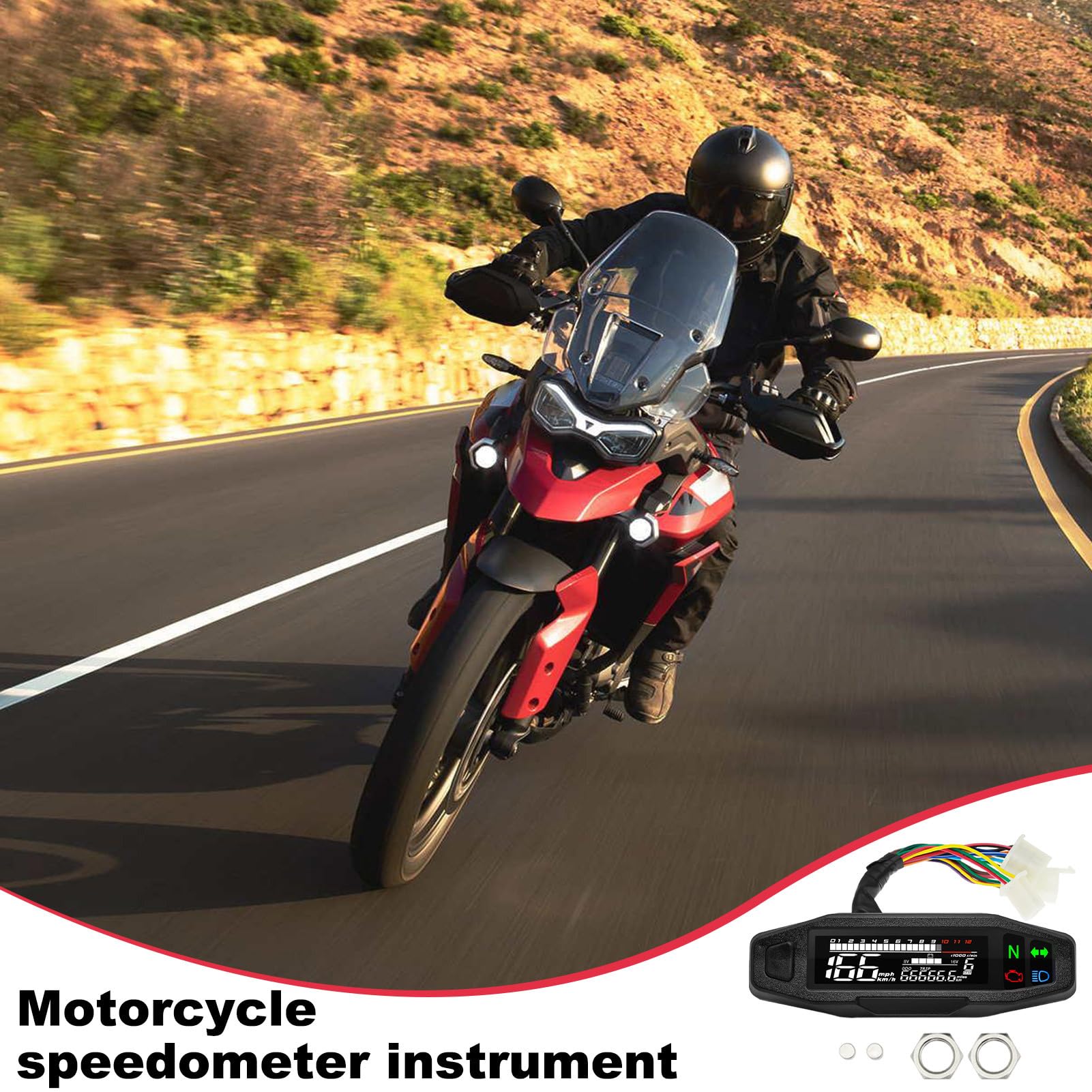 Compteur de vitesse numérique pour moto - écran LCD, compteur de tours | électronique | outil multifonction compact, indicateur de marche résistant avec design moderne pour une utilisation moto